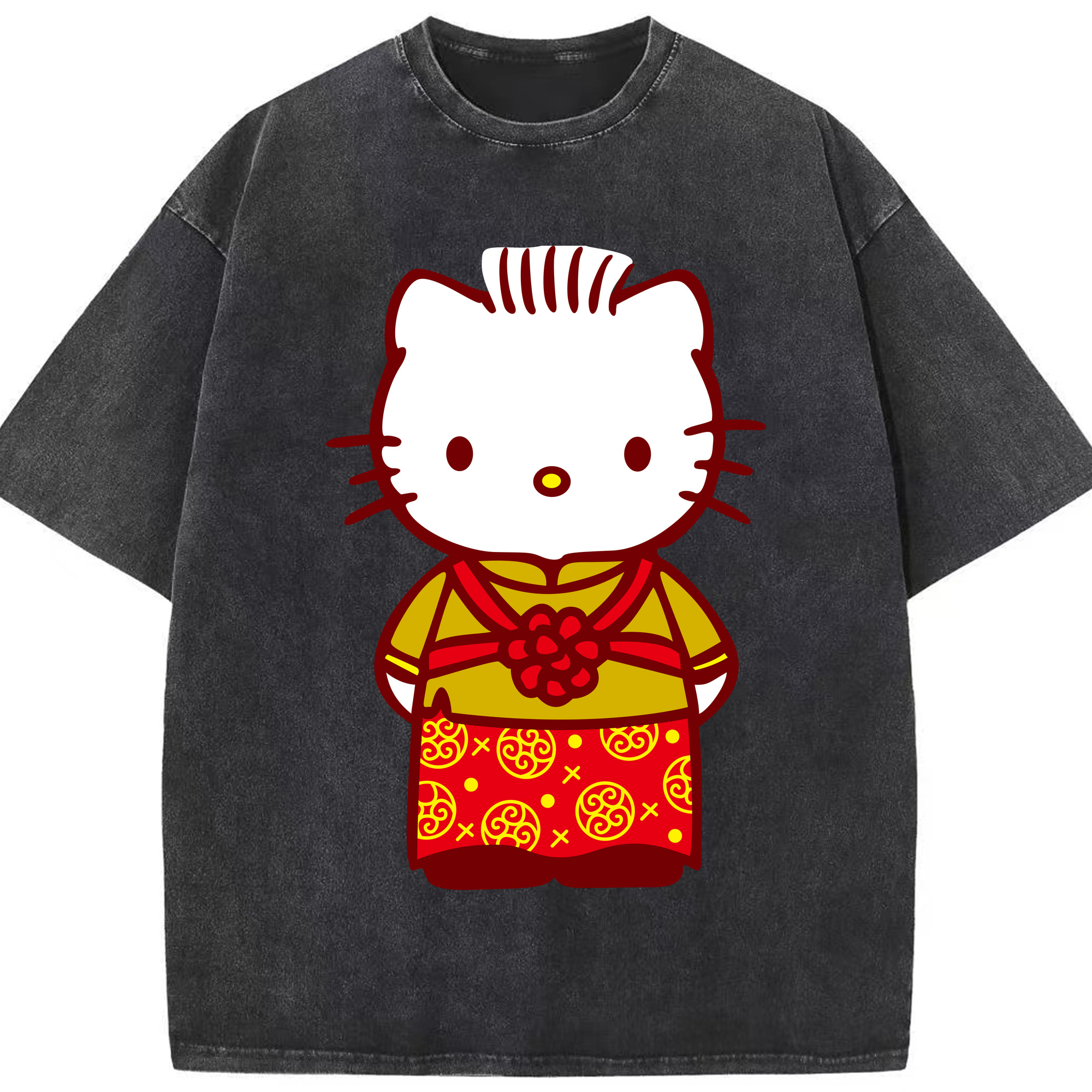 （画像用） Hello Kitty ハローキティ 綿100% ヴィンテージ風 半袖Tシャツ（フロントプリント）