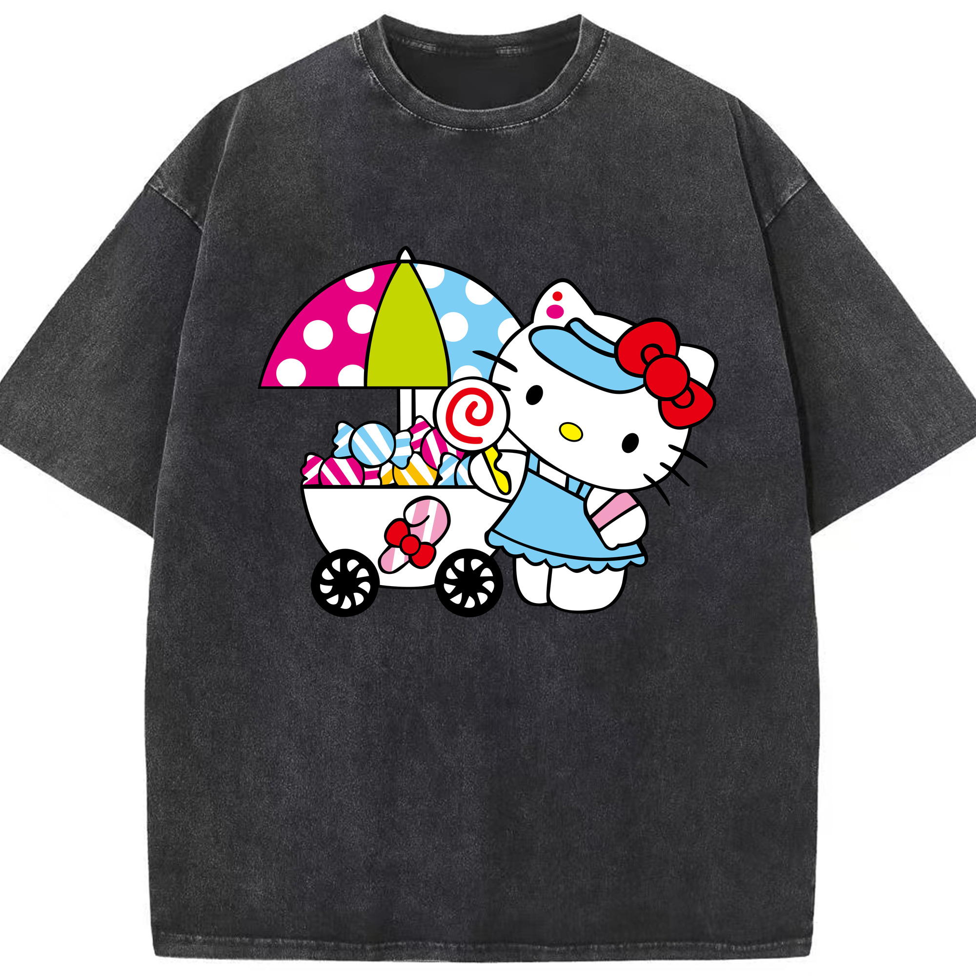 （画像用） Hello Kitty ハローキティ 綿100% ヴィンテージ風 半袖Tシャツ（フロントプリント）