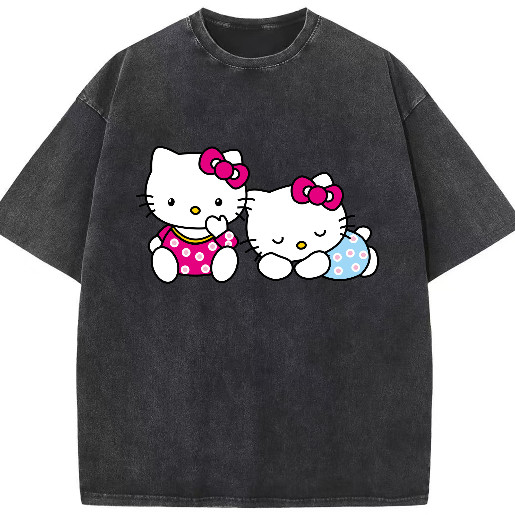 （画像用） Hello Kitty ハローキティ 綿100% ヴィンテージ風 半袖Tシャツ（フロントプリント）