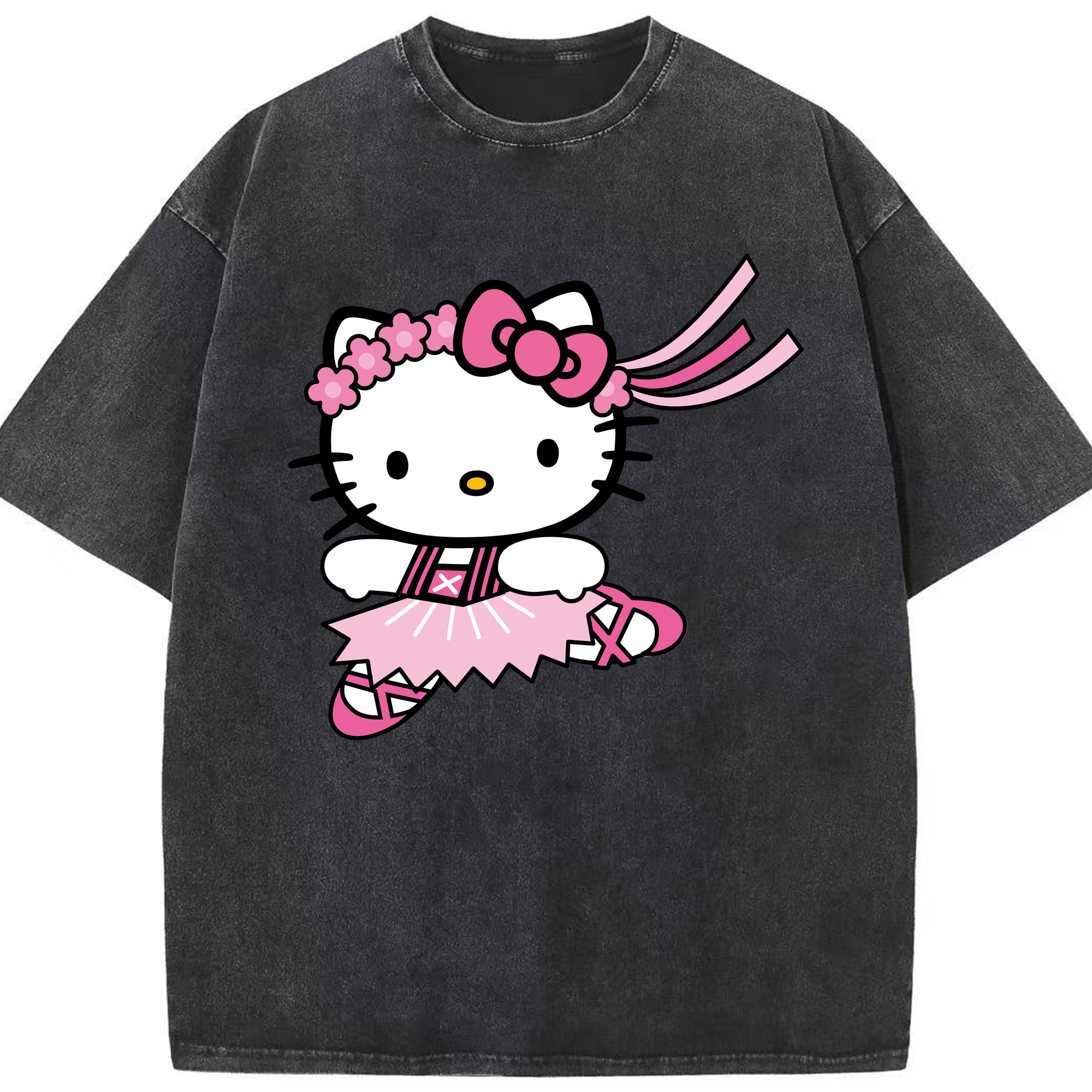 （画像用） Hello Kitty ハローキティ 綿100% ヴィンテージ風 半袖Tシャツ（フロントプリント）
