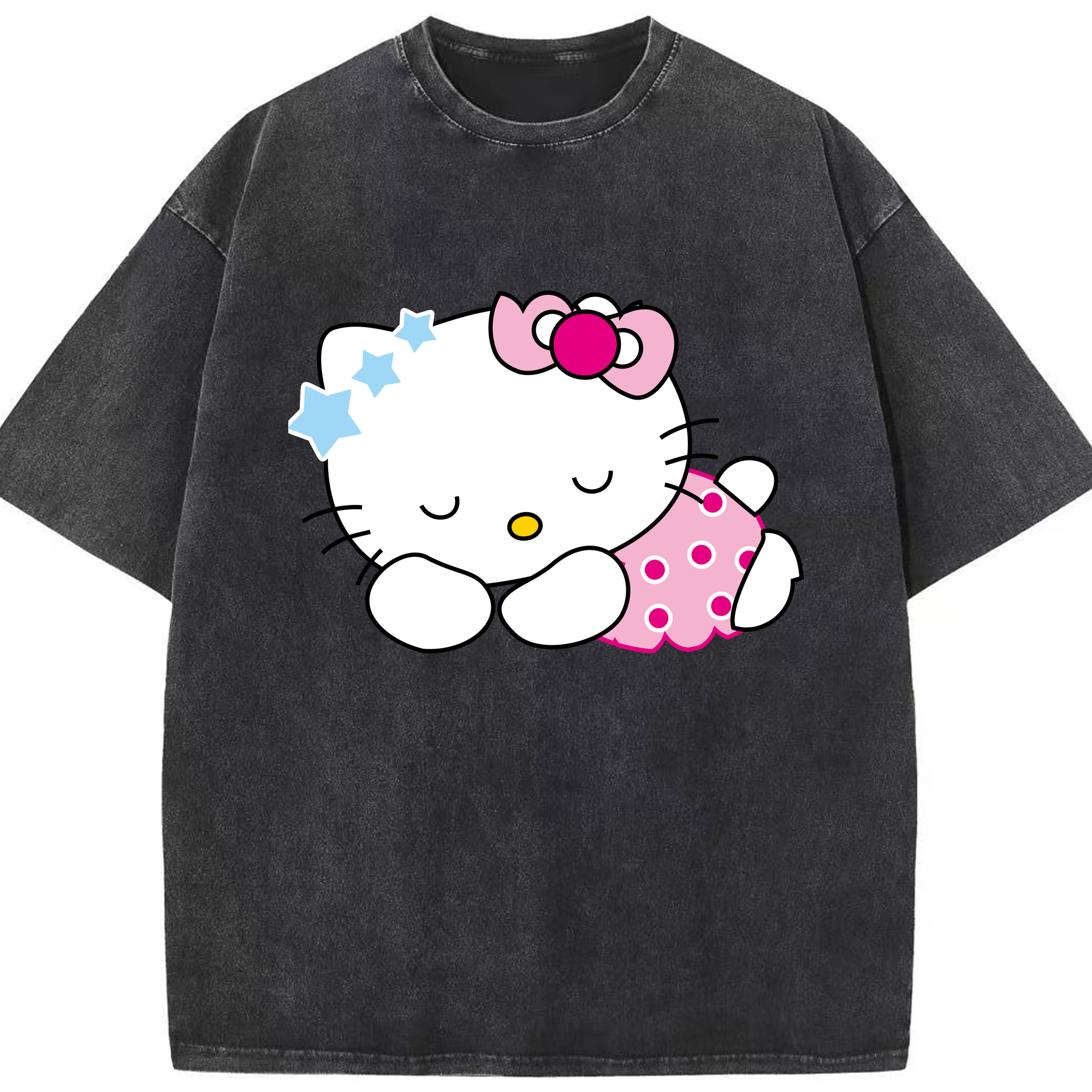 （画像用） Hello Kitty ハローキティ 綿100% ヴィンテージ風 半袖Tシャツ（フロントプリント）