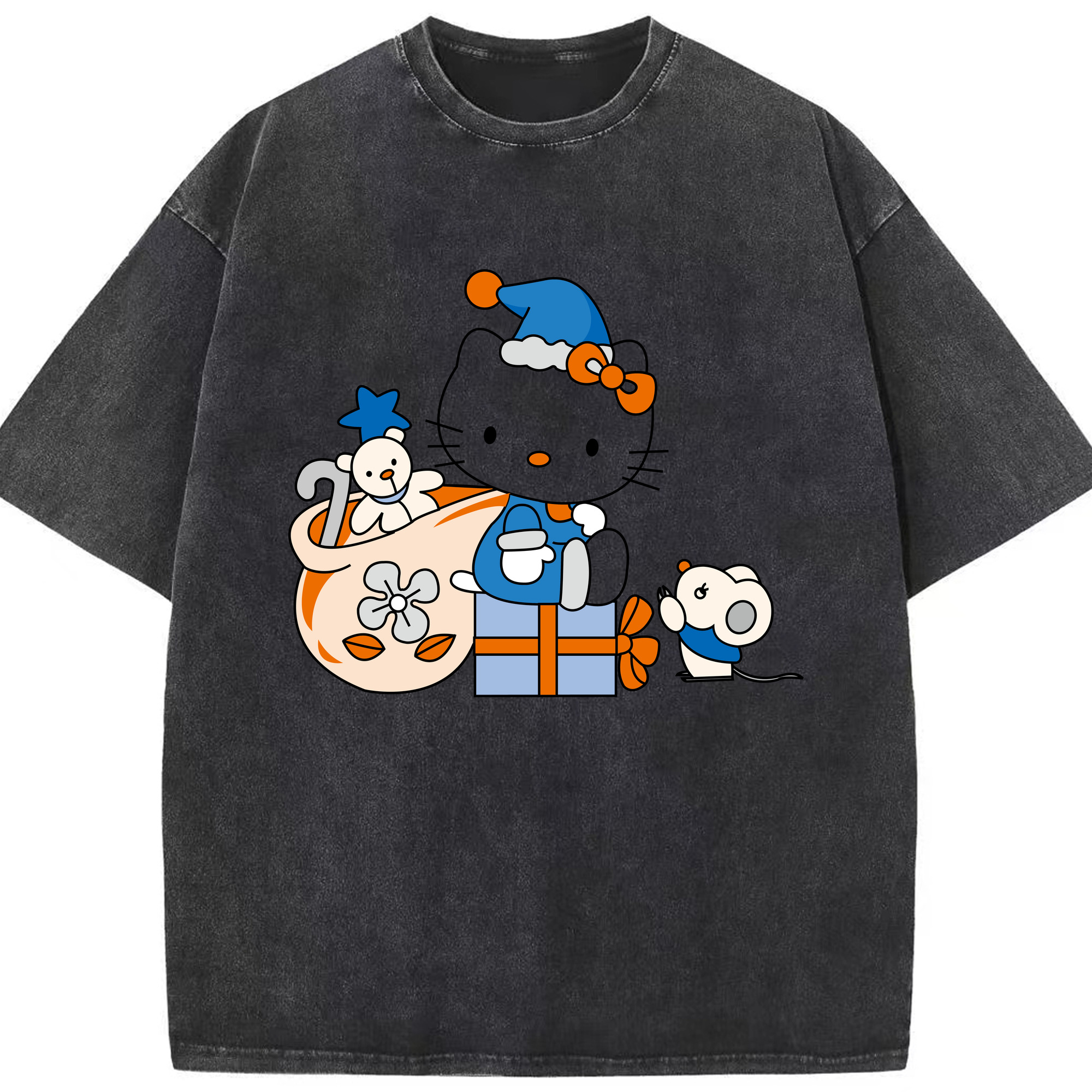 （画像用） Hello Kitty ハローキティ 綿100% ヴィンテージ風 半袖Tシャツ（フロントプリント）