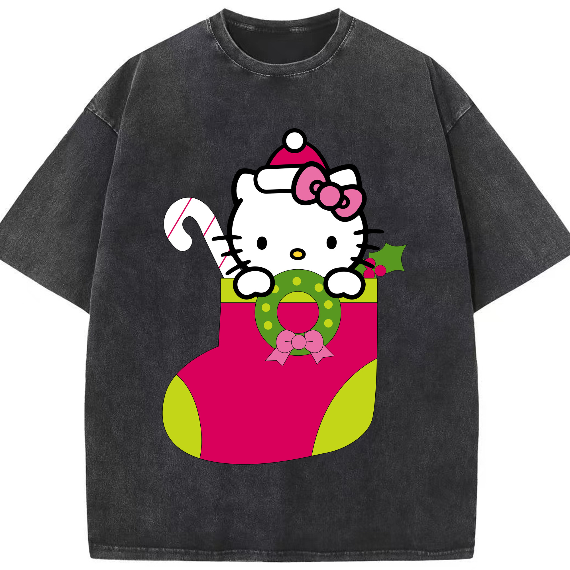 （画像用） Hello Kitty ハローキティ 綿100% ヴィンテージ風 半袖Tシャツ（フロントプリント）
