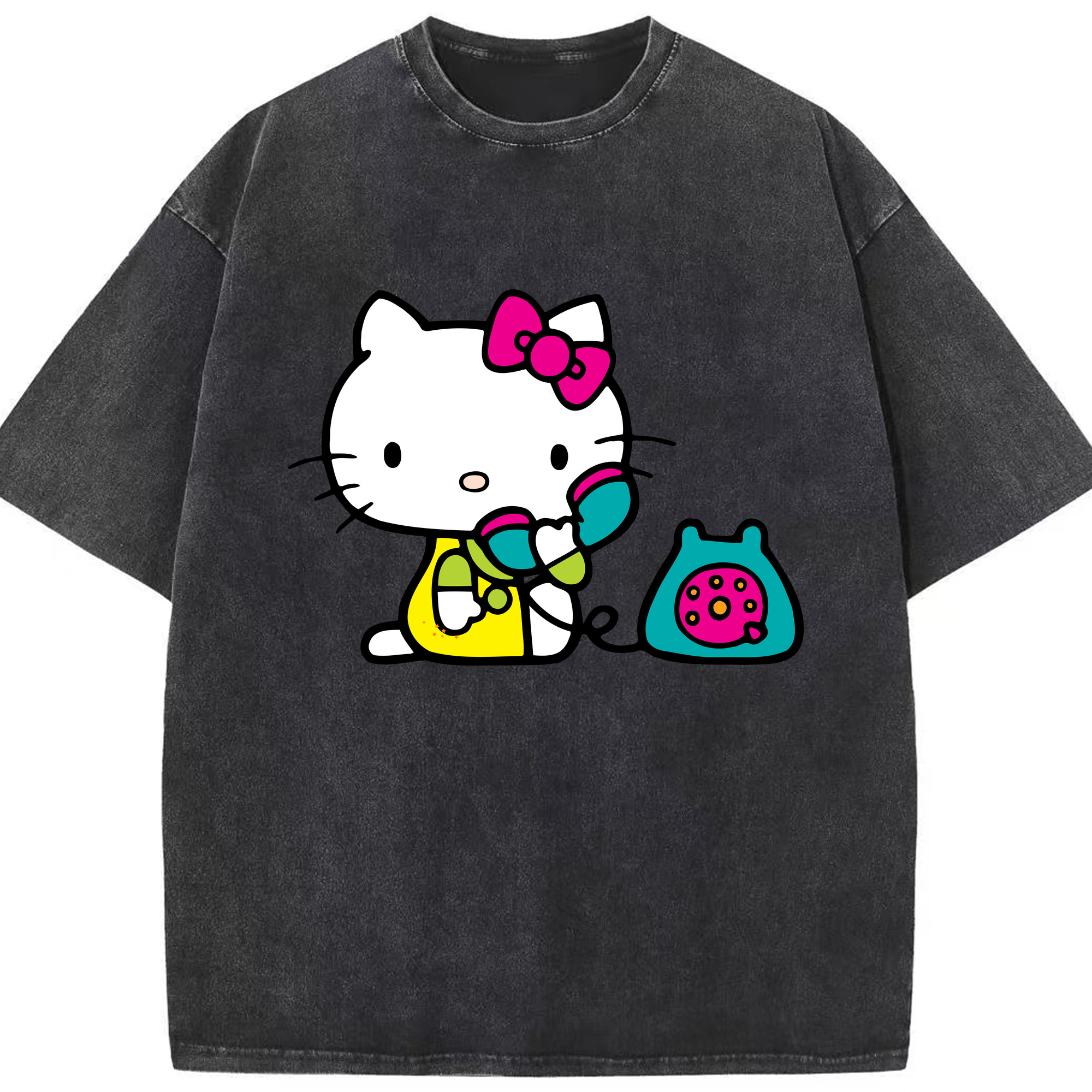 （画像用） Hello Kitty ハローキティ 綿100% ヴィンテージ風 半袖Tシャツ（フロントプリント）