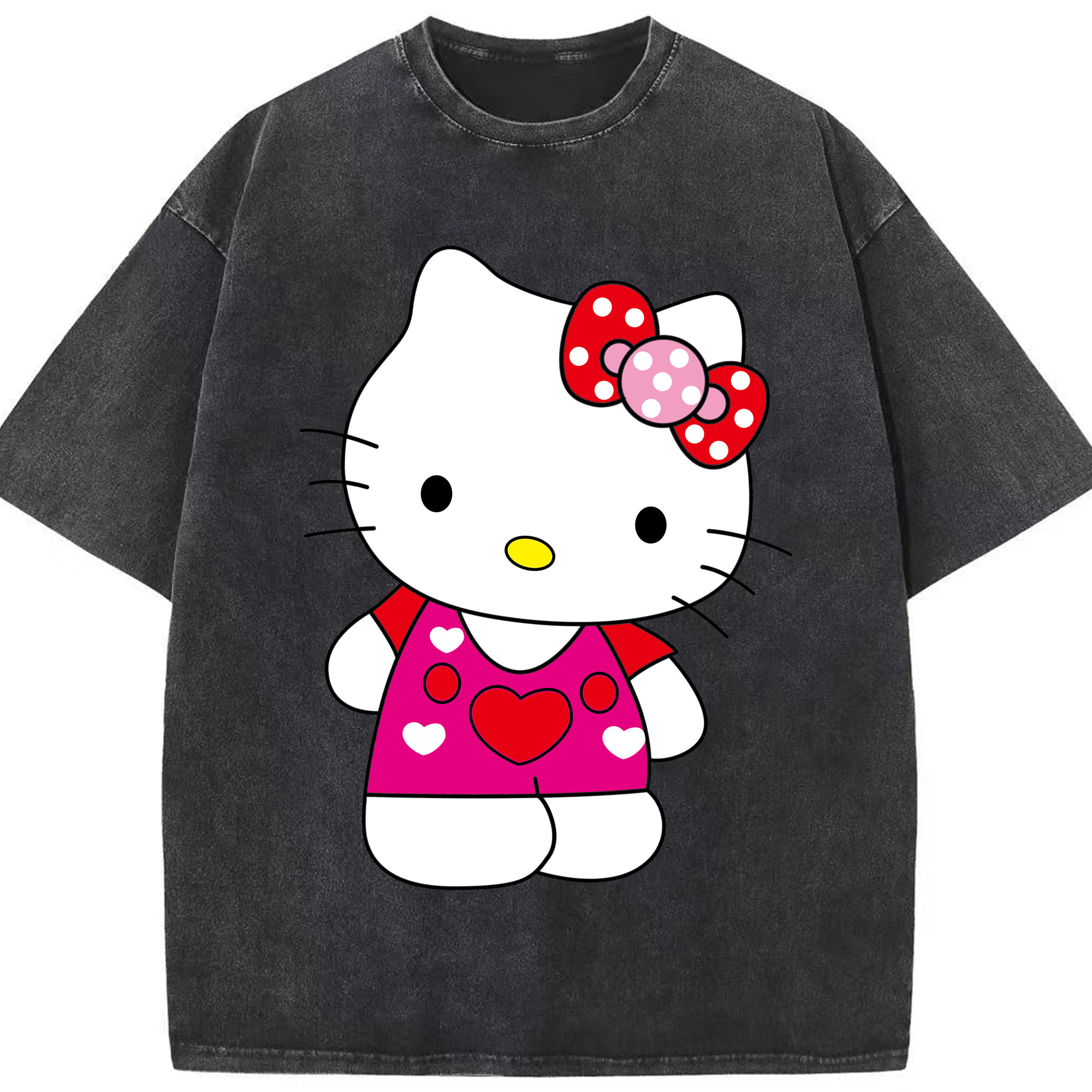 （画像用） Hello Kitty ハローキティ 綿100% ヴィンテージ風 半袖Tシャツ（フロントプリント）