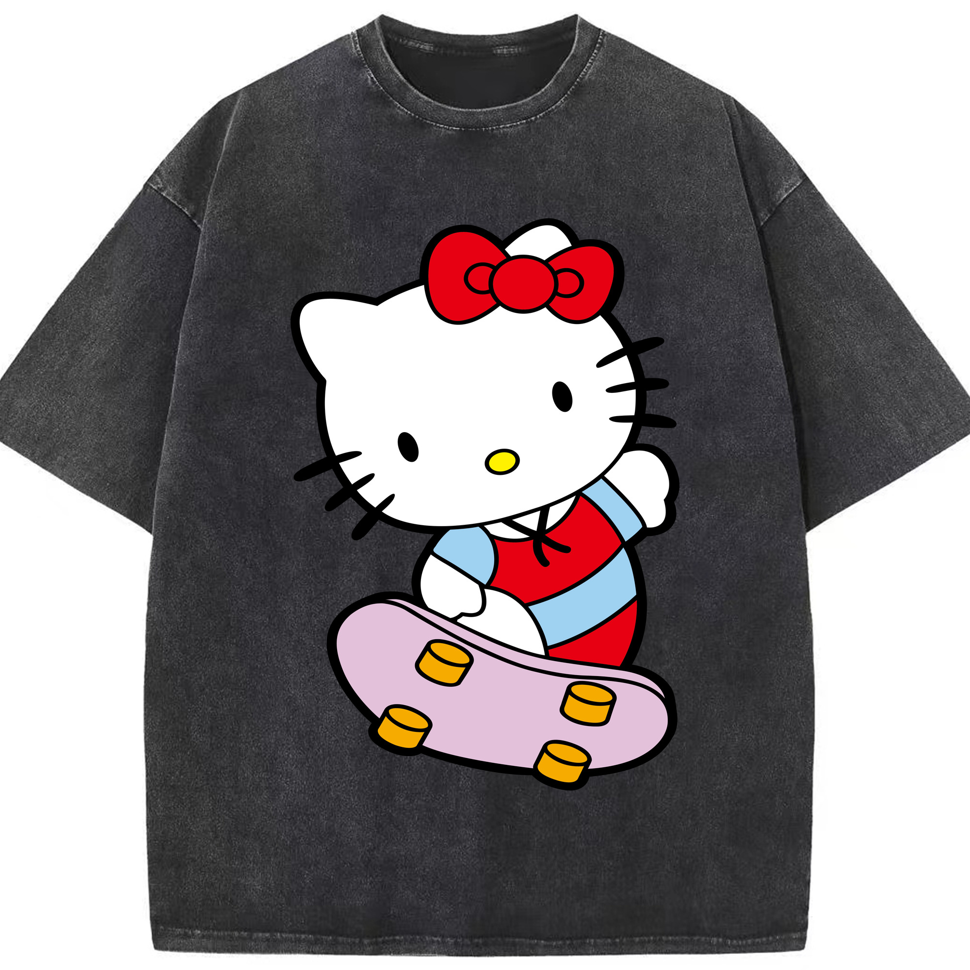 （画像用） Hello Kitty ハローキティ 綿100% ヴィンテージ風 半袖Tシャツ（フロントプリント）