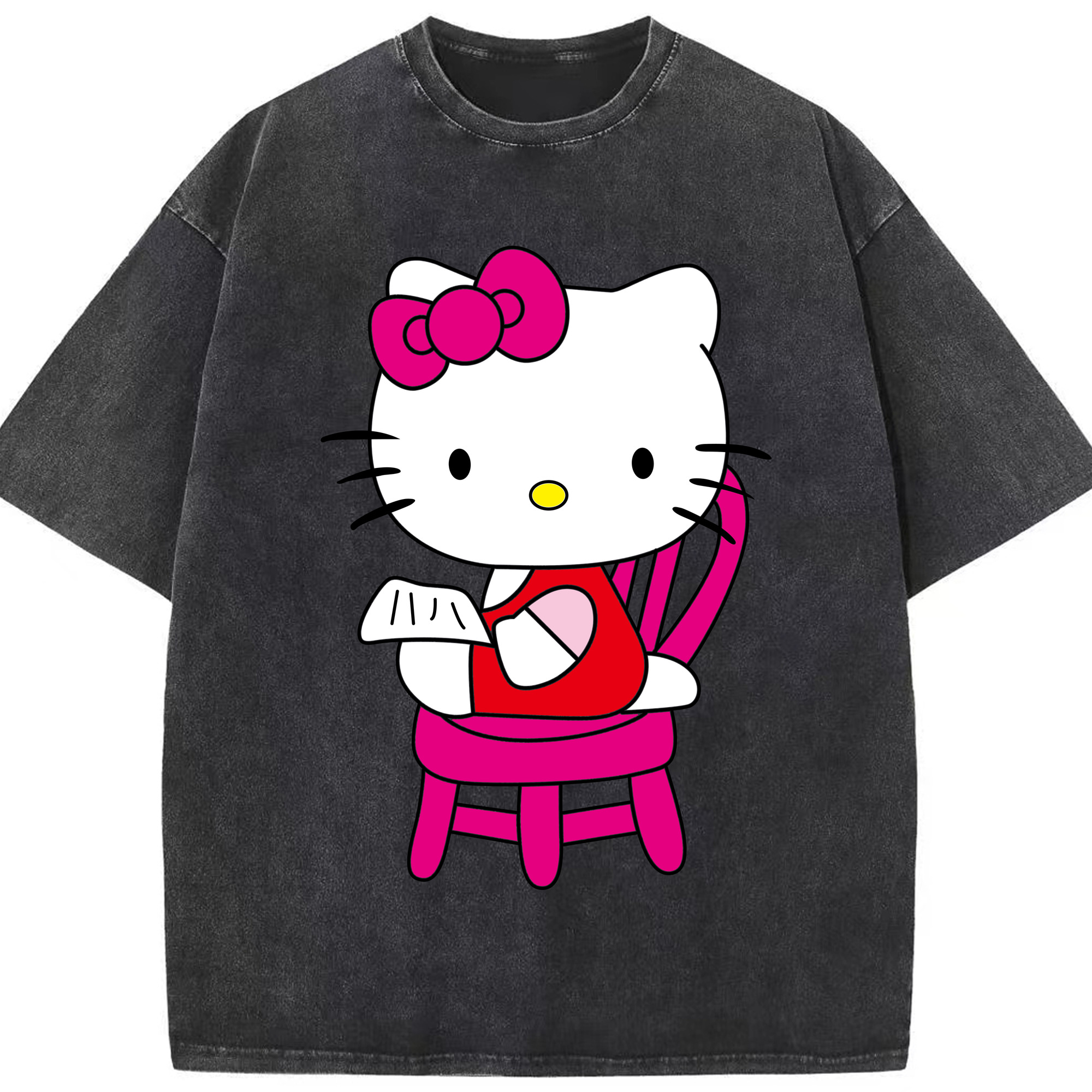 （画像用） Hello Kitty ハローキティ 綿100% ヴィンテージ風 半袖Tシャツ（フロントプリント）