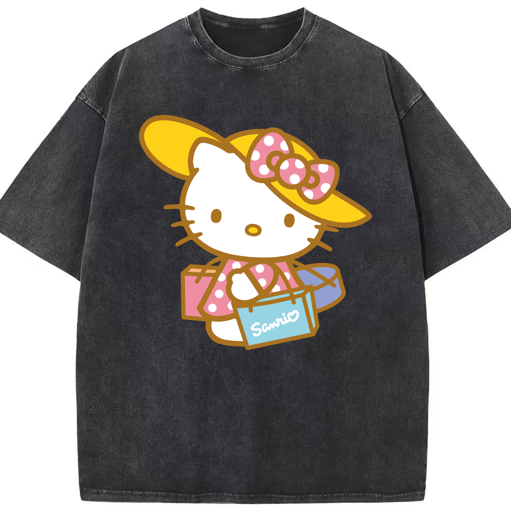 （画像用） Hello Kitty ハローキティ 綿100% ヴィンテージ風 半袖Tシャツ（フロントプリント）