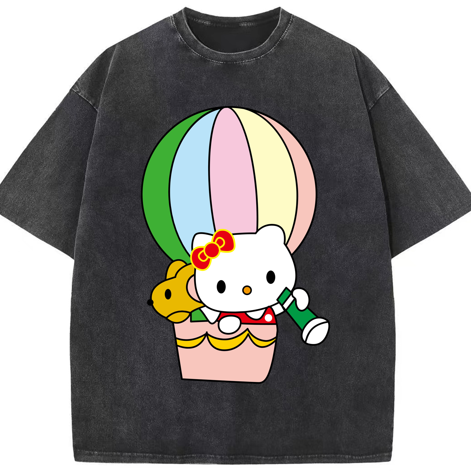 （画像用） Hello Kitty ハローキティ 綿100% ヴィンテージ風 半袖Tシャツ（フロントプリント）