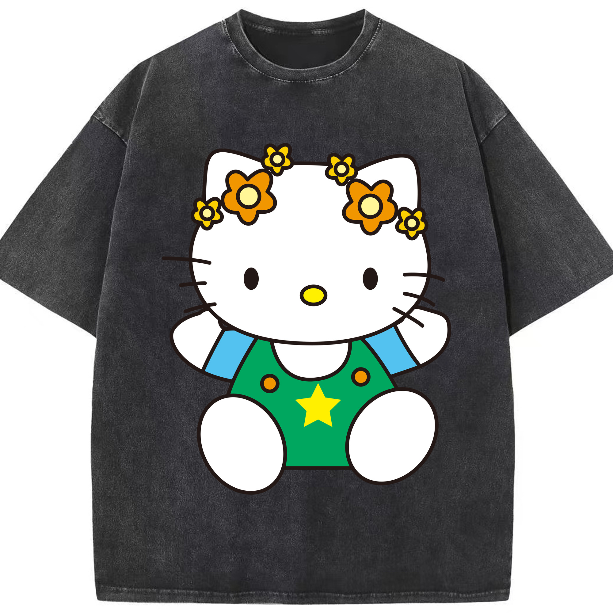 （画像用） Hello Kitty ハローキティ 綿100% ヴィンテージ風 半袖Tシャツ（フロントプリント）