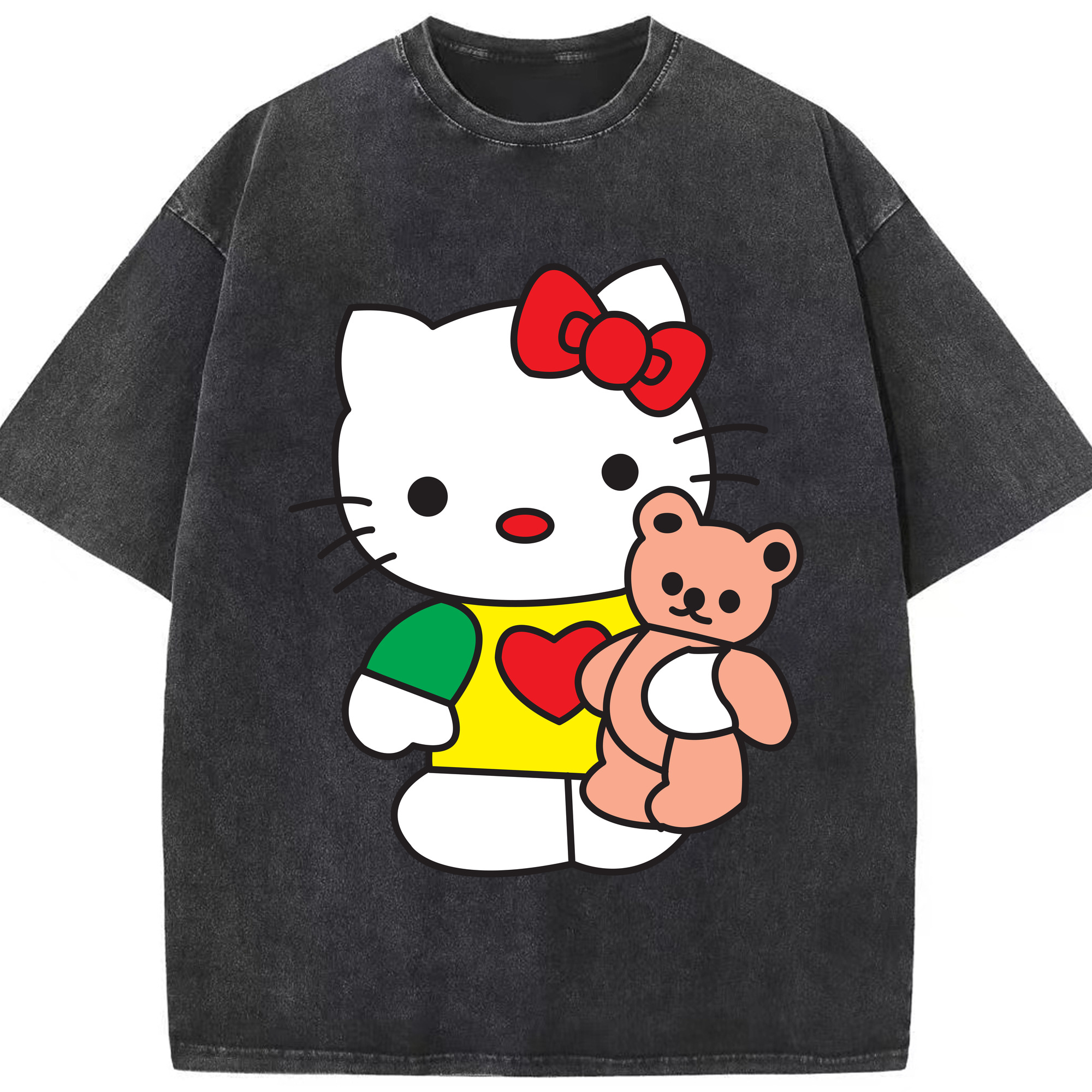 （画像用） Hello Kitty ハローキティ 綿100% ヴィンテージ風 半袖Tシャツ（フロントプリント）
