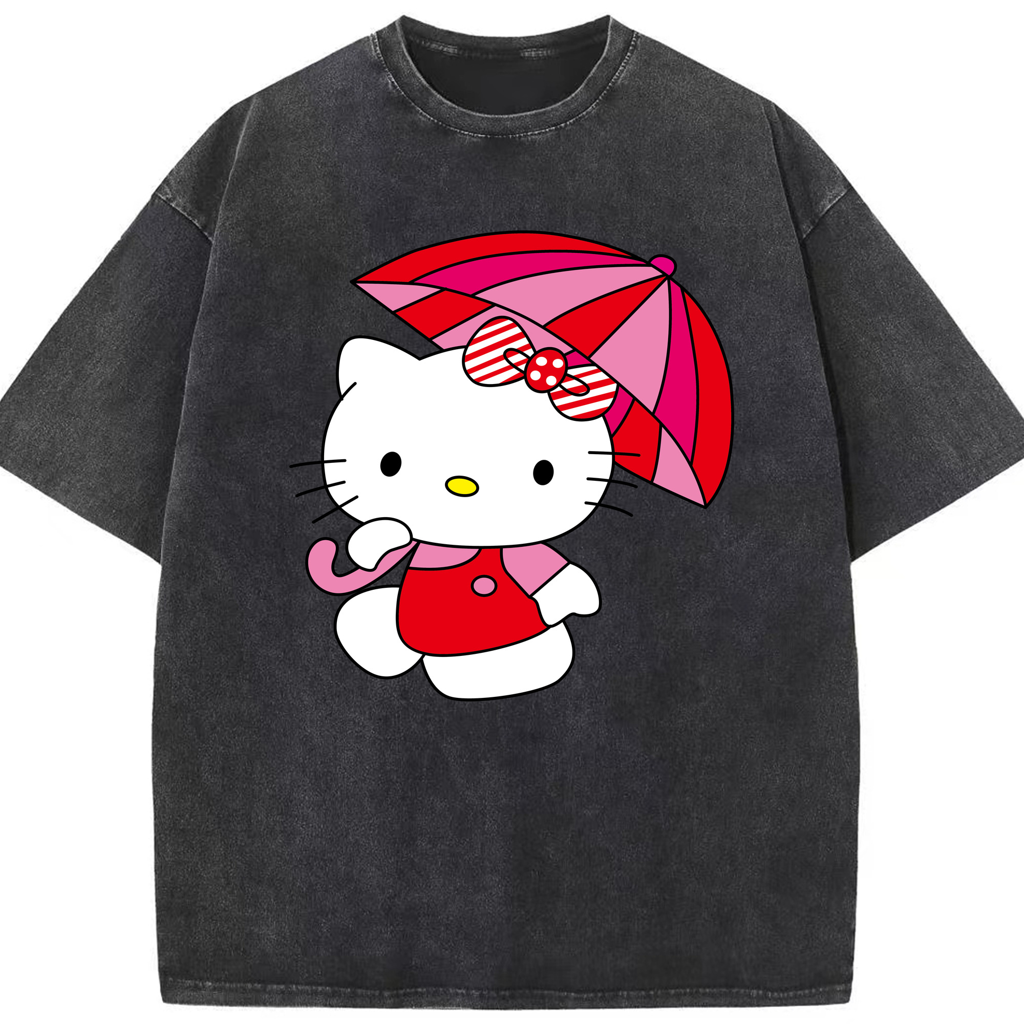 （画像用） Hello Kitty ハローキティ 綿100% ヴィンテージ風 半袖Tシャツ（フロントプリント）