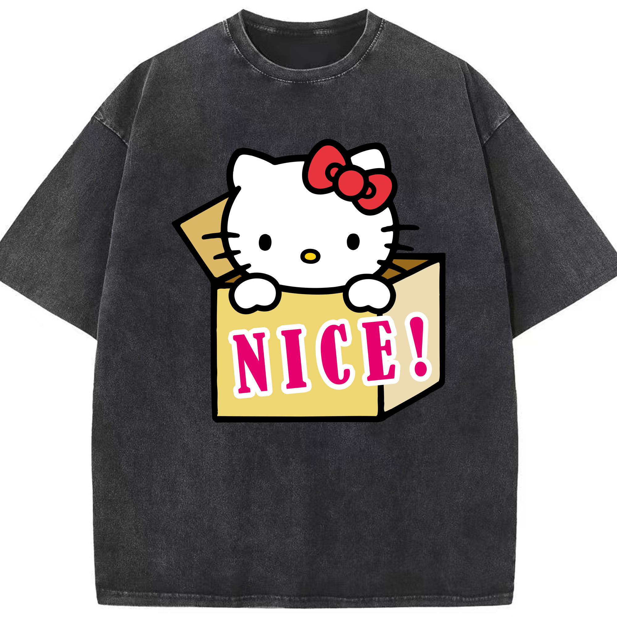 （画像用） Hello Kitty ハローキティ 綿100% ヴィンテージ風 半袖Tシャツ（フロントプリント）