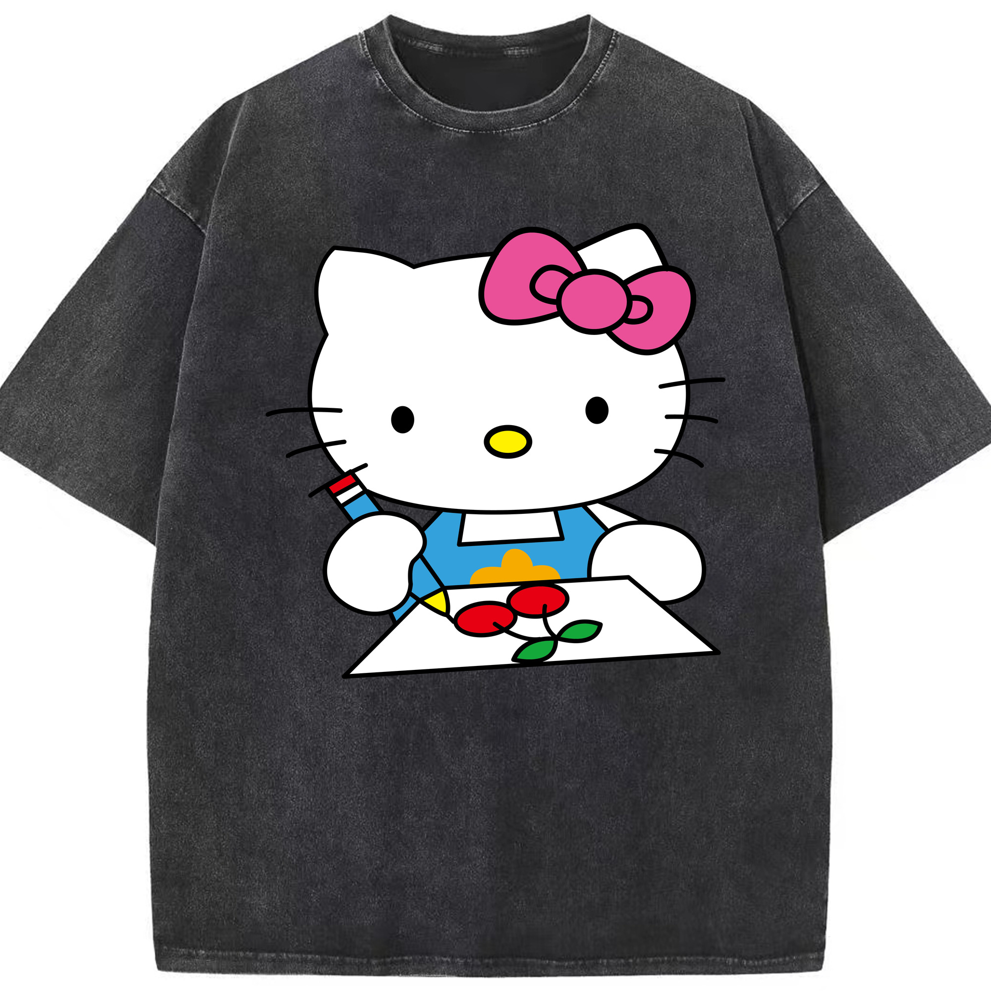 （画像用） Hello Kitty ハローキティ 綿100% ヴィンテージ風 半袖Tシャツ（フロントプリント）