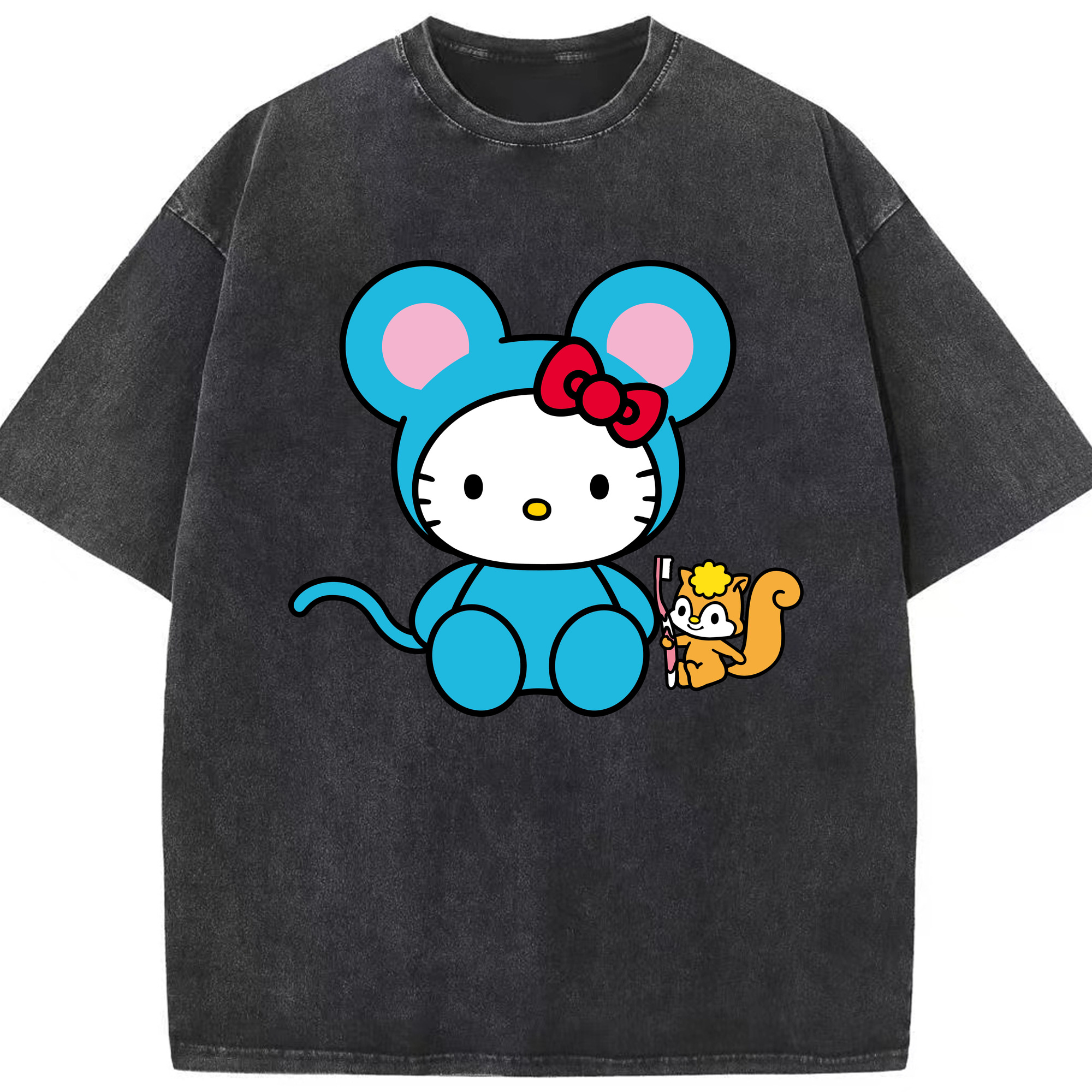 （画像用） Hello Kitty ハローキティ 綿100% ヴィンテージ風 半袖Tシャツ（フロントプリント）