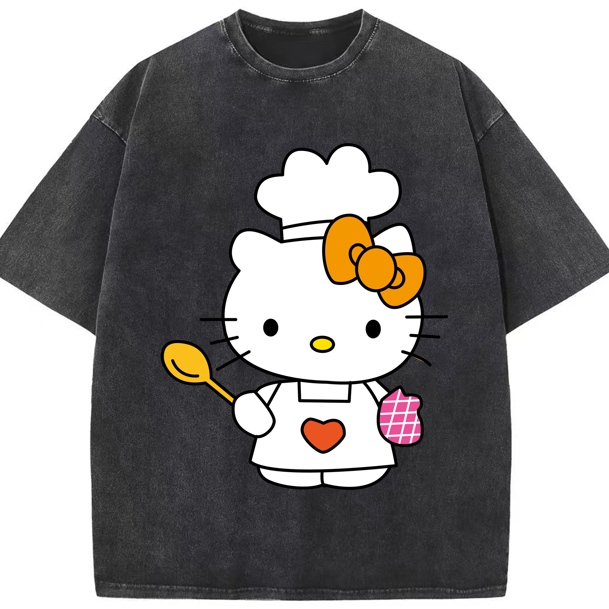（画像用） Hello Kitty ハローキティ 綿100% ヴィンテージ風 半袖Tシャツ（フロントプリント）
