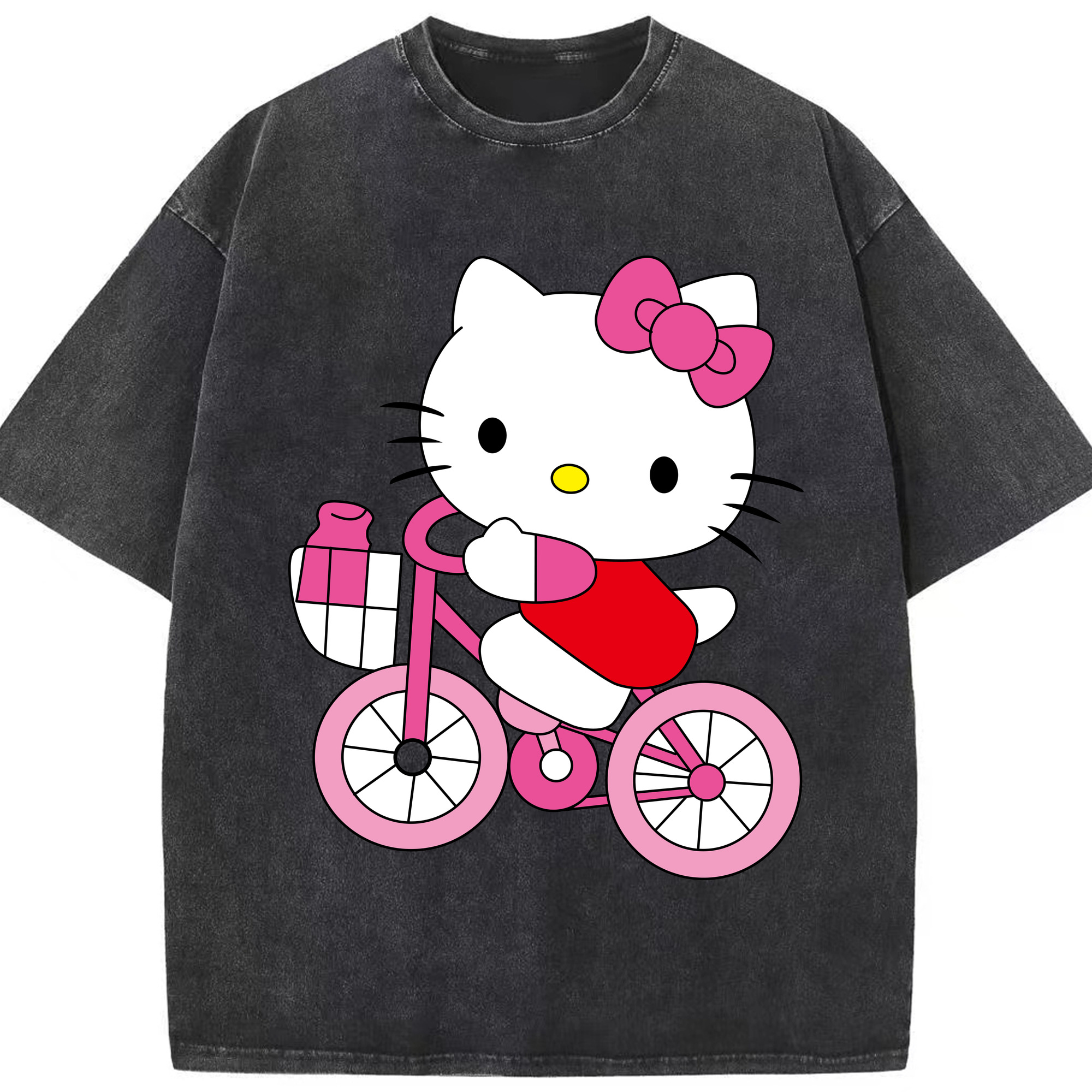 （画像用） Hello Kitty ハローキティ 綿100% ヴィンテージ風 半袖Tシャツ（フロントプリント）