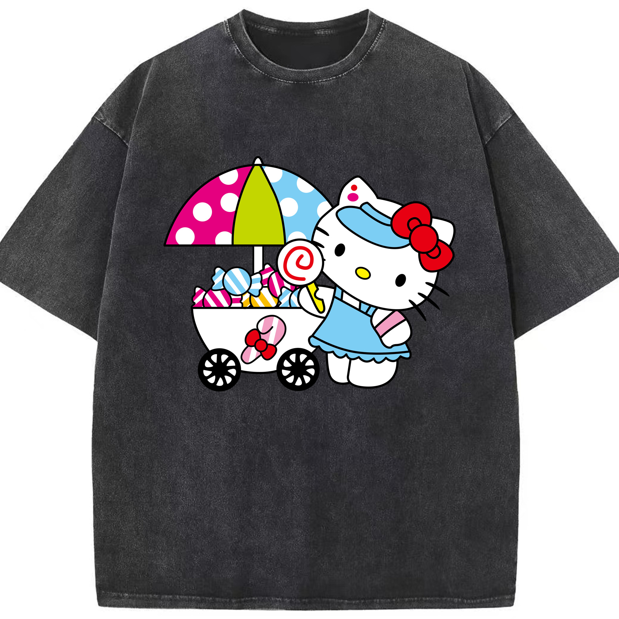 （画像用） Hello Kitty ハローキティ 綿100% ヴィンテージ風 半袖Tシャツ（フロントプリント）