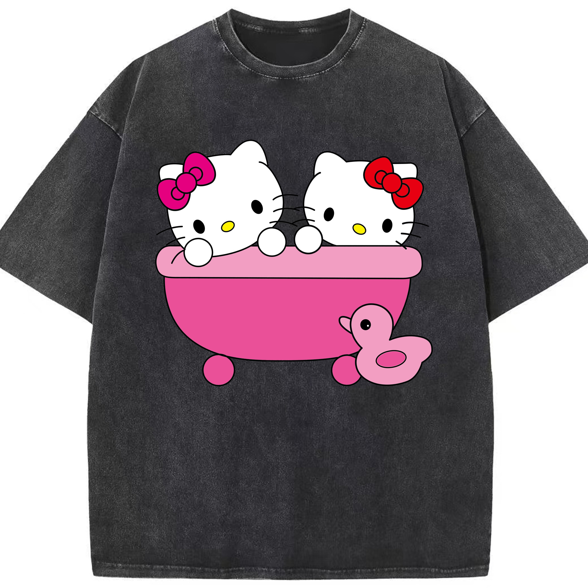 （画像用） Hello Kitty ハローキティ 綿100% ヴィンテージ風 半袖Tシャツ（フロントプリント）