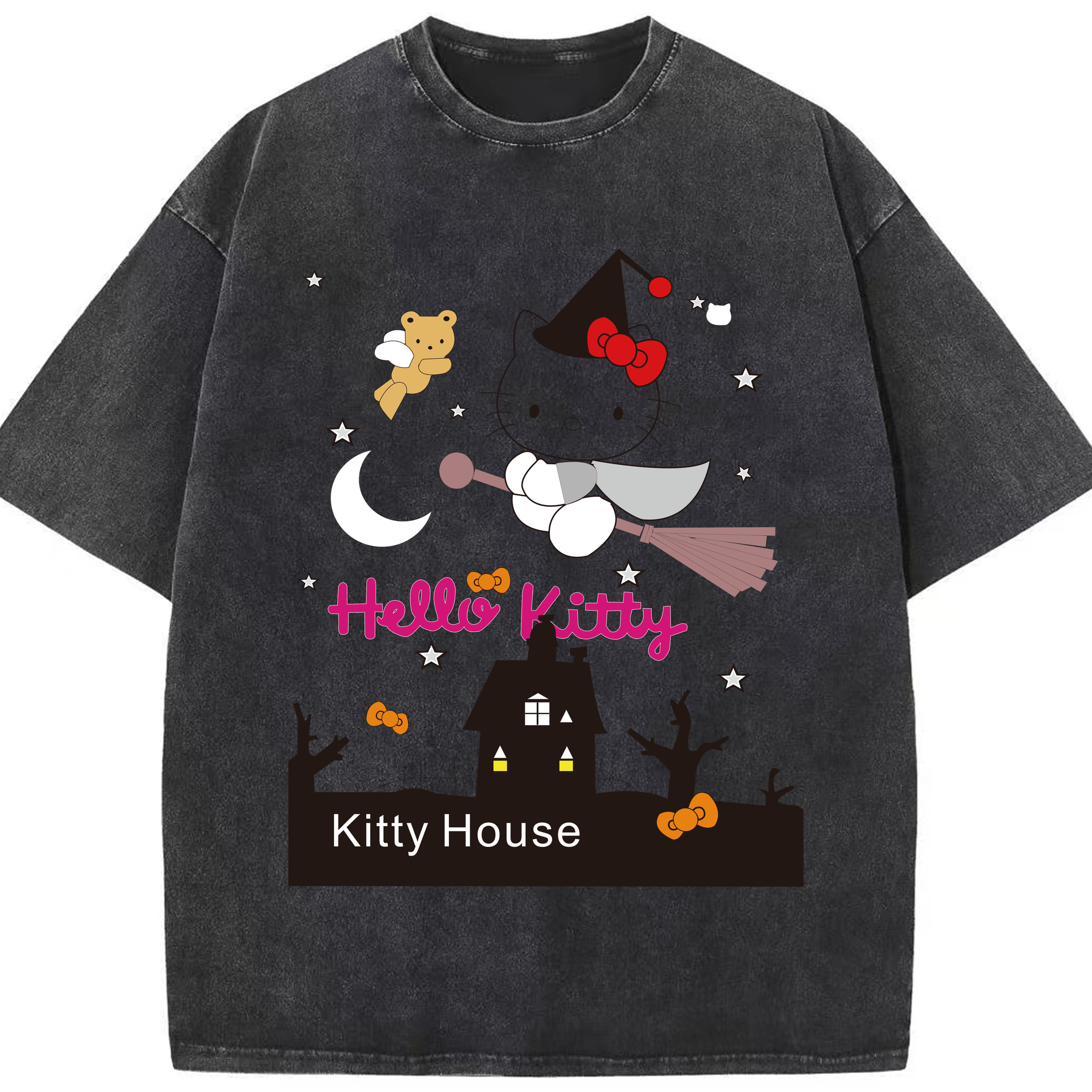 （画像用） Hello Kitty ハローキティ 綿100% ヴィンテージ風 半袖Tシャツ（フロントプリント）