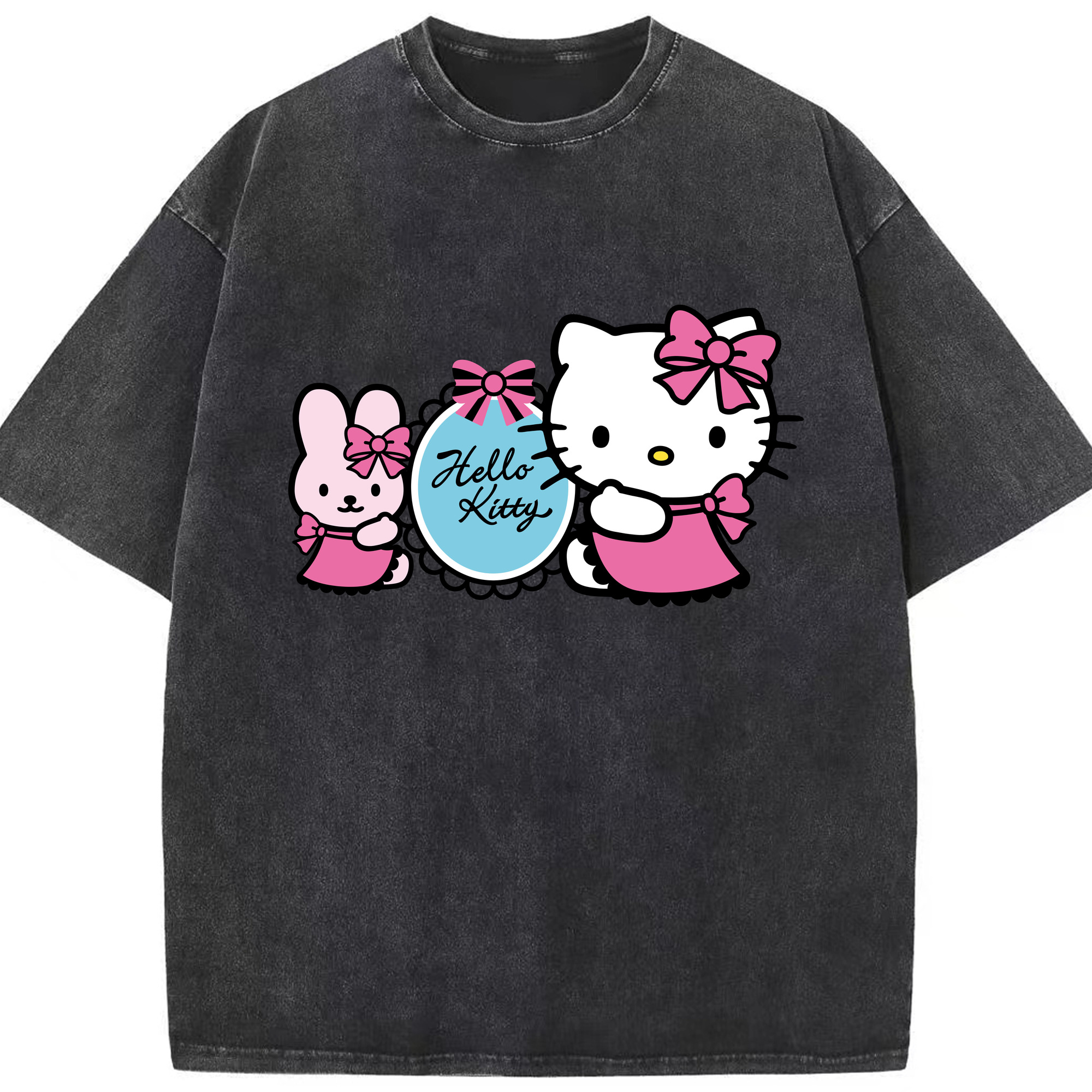 （画像用） Hello Kitty ハローキティ 綿100% ヴィンテージ風 半袖Tシャツ（フロントプリント）
