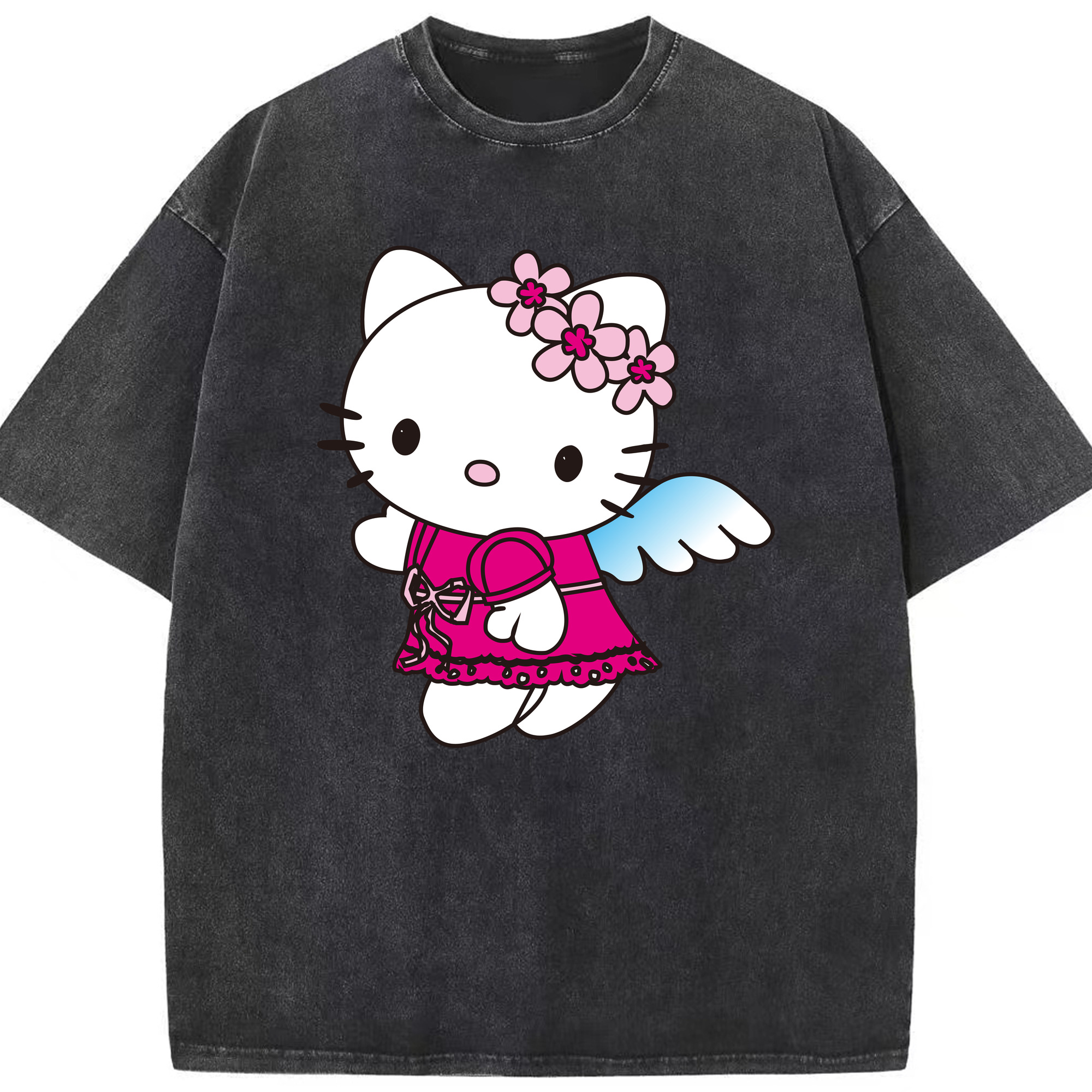 （画像用） Hello Kitty ハローキティ 綿100% ヴィンテージ風 半袖Tシャツ（フロントプリント）
