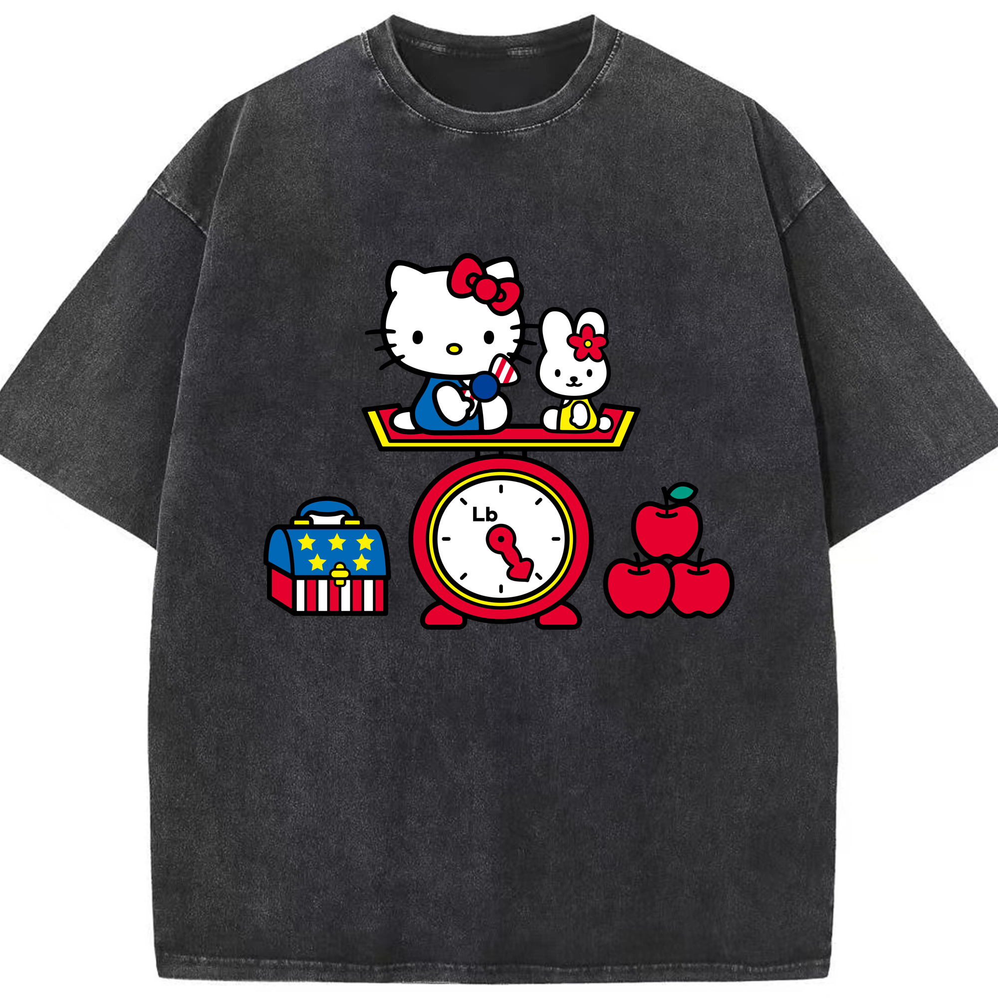 （画像用） Hello Kitty ハローキティ 綿100% ヴィンテージ風 半袖Tシャツ（フロントプリント）