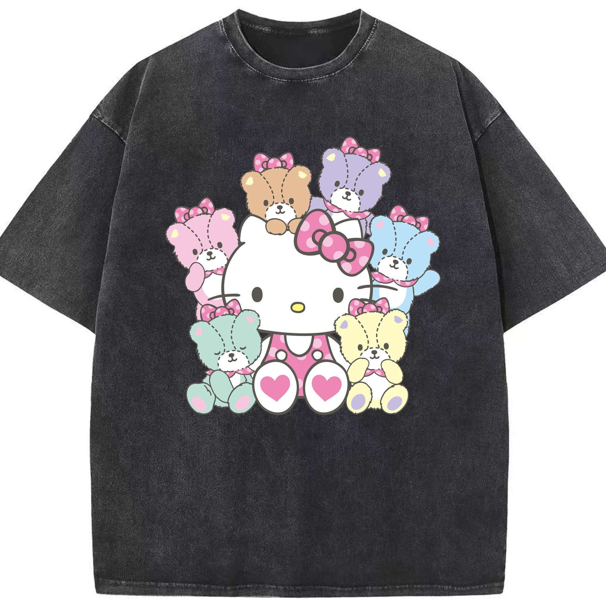 （画像用） Hello Kitty ハローキティ 綿100% ヴィンテージ風 半袖Tシャツ（フロントプリント）