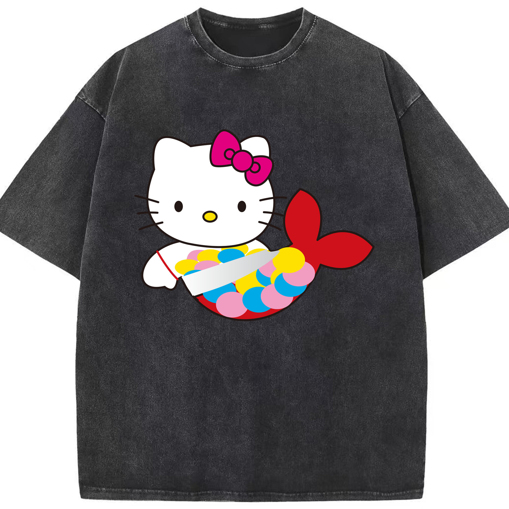（画像用） Hello Kitty ハローキティ 綿100% ヴィンテージ風 半袖Tシャツ（フロントプリント）