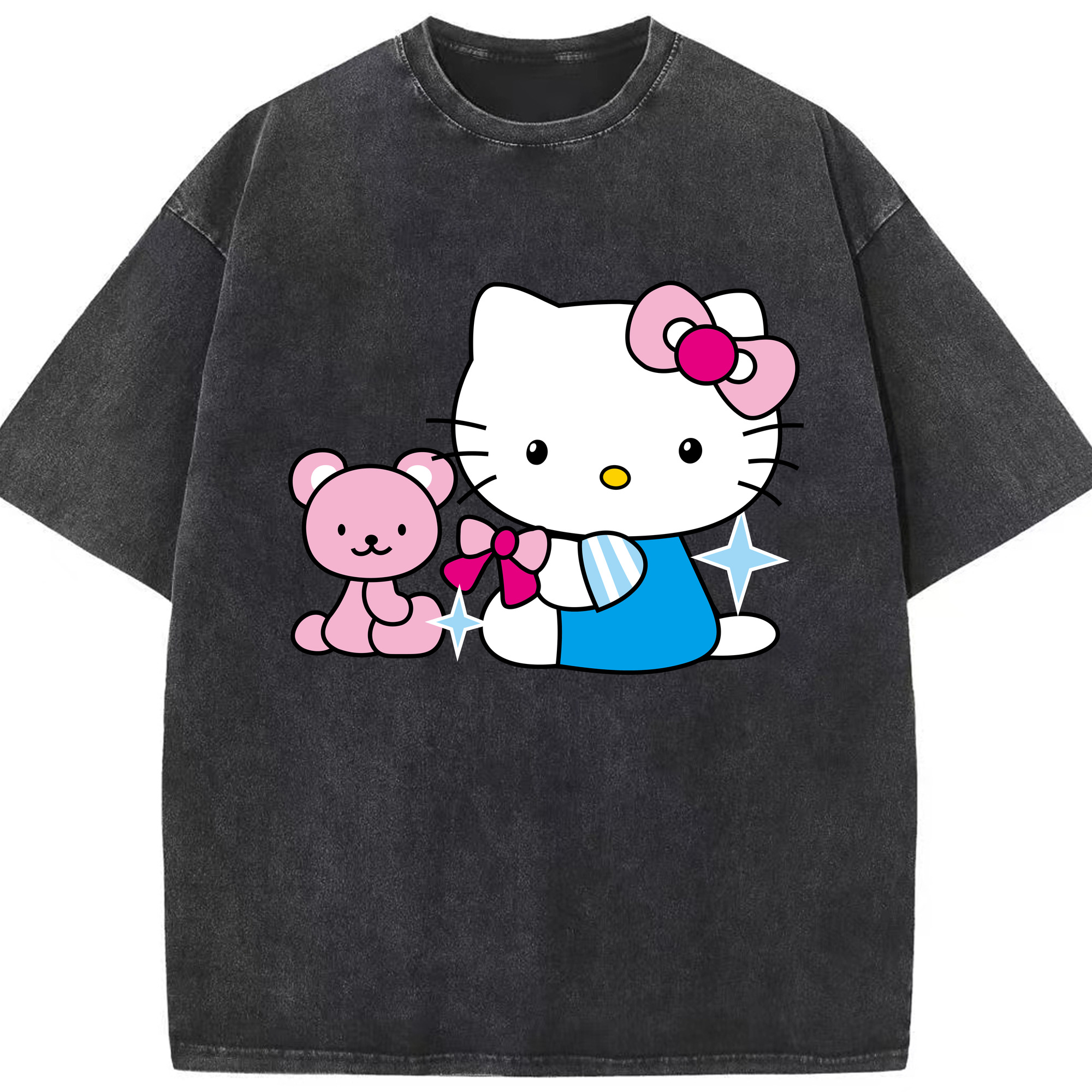 （画像用） Hello Kitty ハローキティ 綿100% ヴィンテージ風 半袖Tシャツ（フロントプリント）