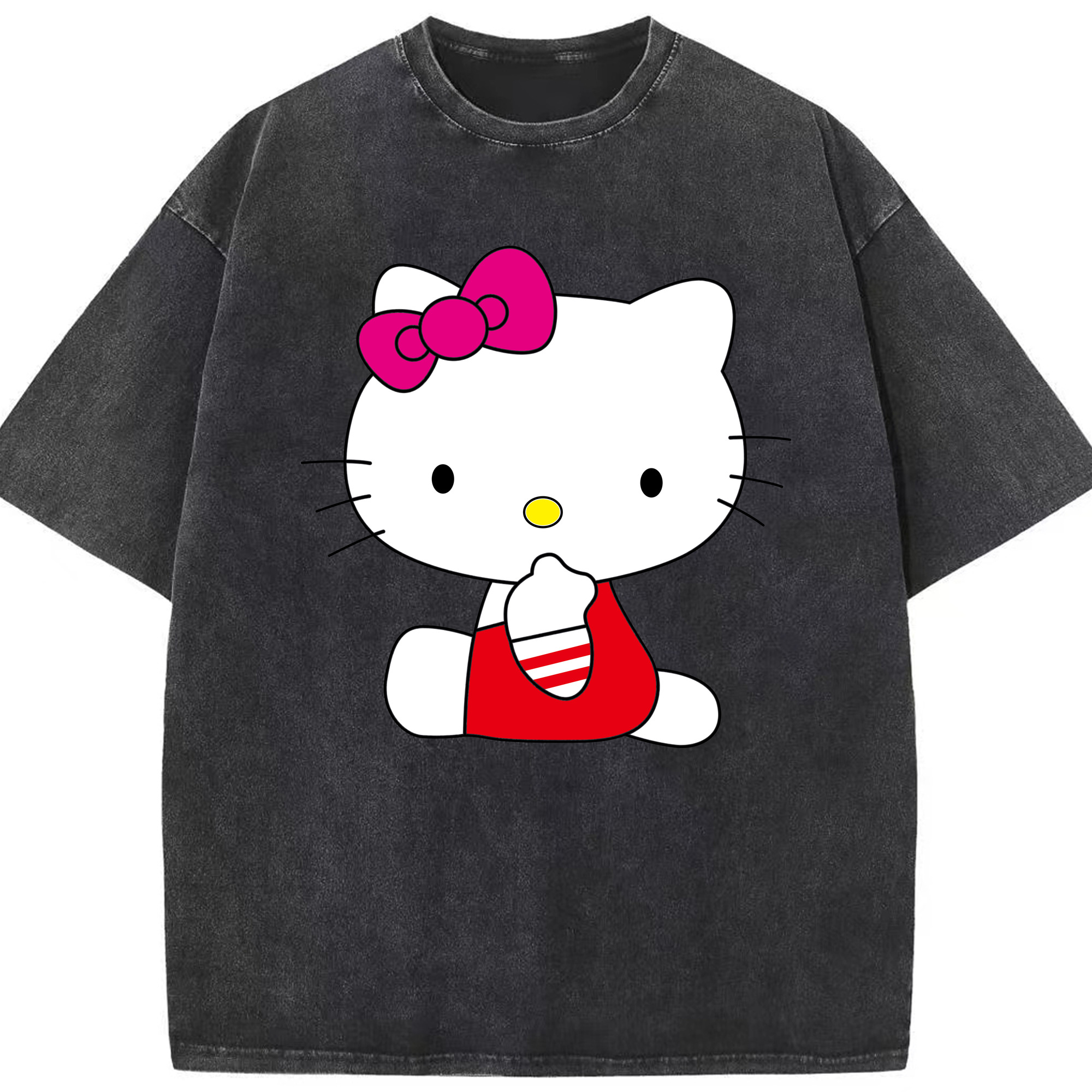 （画像用） Hello Kitty ハローキティ 綿100% ヴィンテージ風 半袖Tシャツ（フロントプリント）
