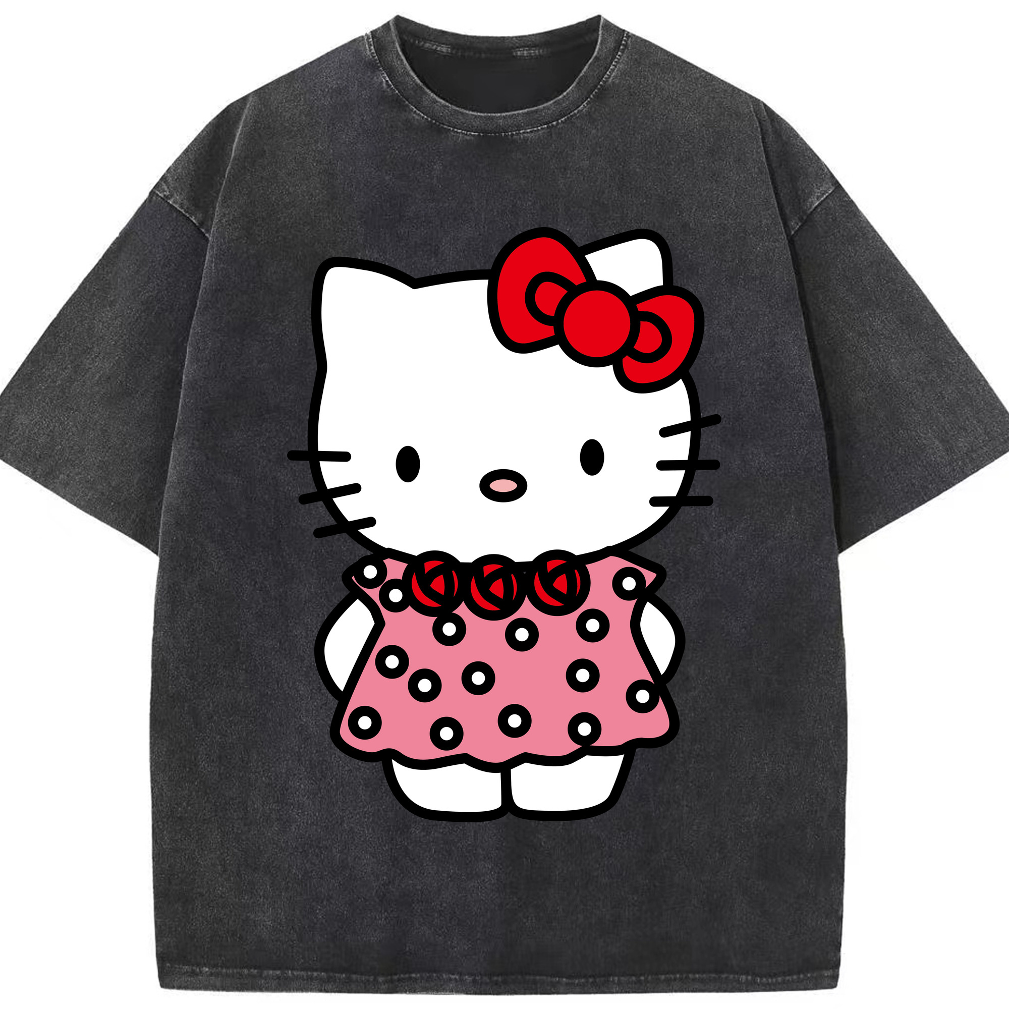 （画像用） Hello Kitty ハローキティ 綿100% ヴィンテージ風 半袖Tシャツ（フロントプリント）