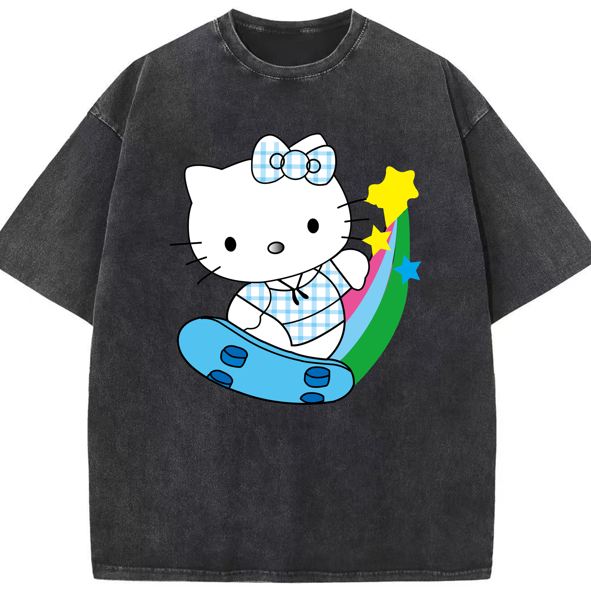 （画像用） Hello Kitty ハローキティ 綿100% ヴィンテージ風 半袖Tシャツ（フロントプリント）