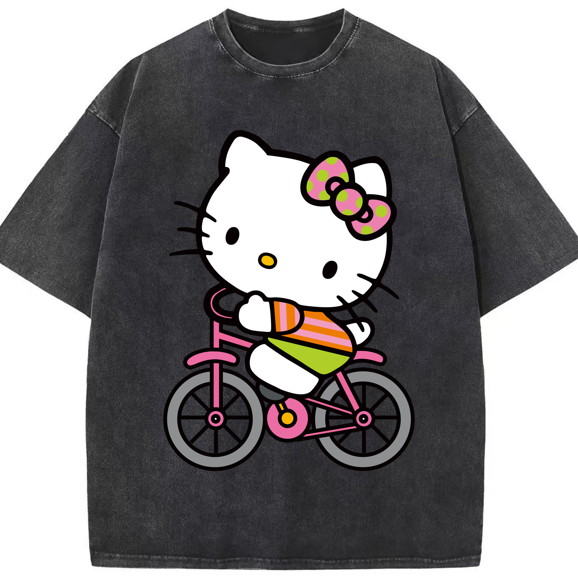 （画像用） Hello Kitty ハローキティ 綿100% ヴィンテージ風 半袖Tシャツ（フロントプリント）