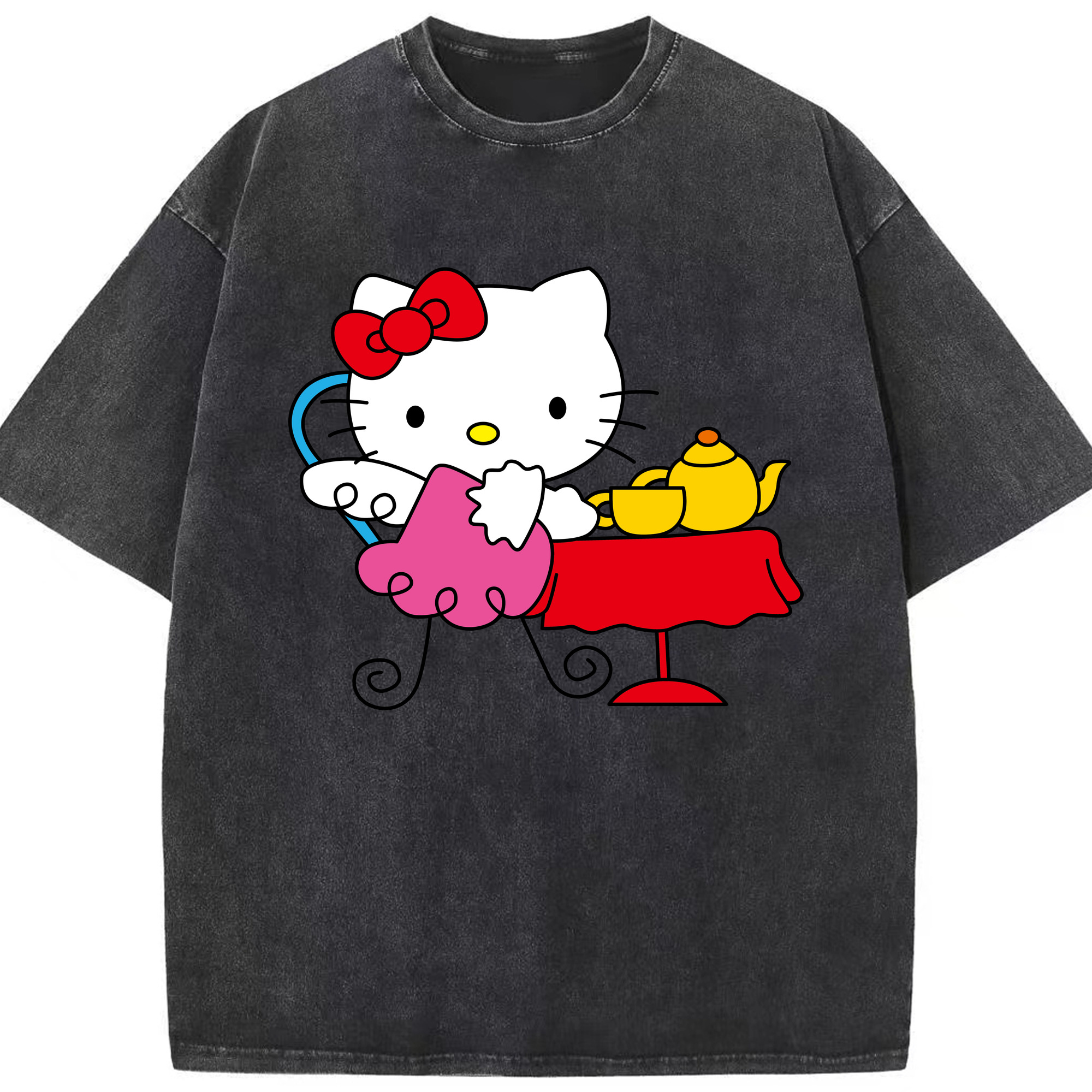 （画像用） Hello Kitty ハローキティ 綿100% ヴィンテージ風 半袖Tシャツ（フロントプリント）