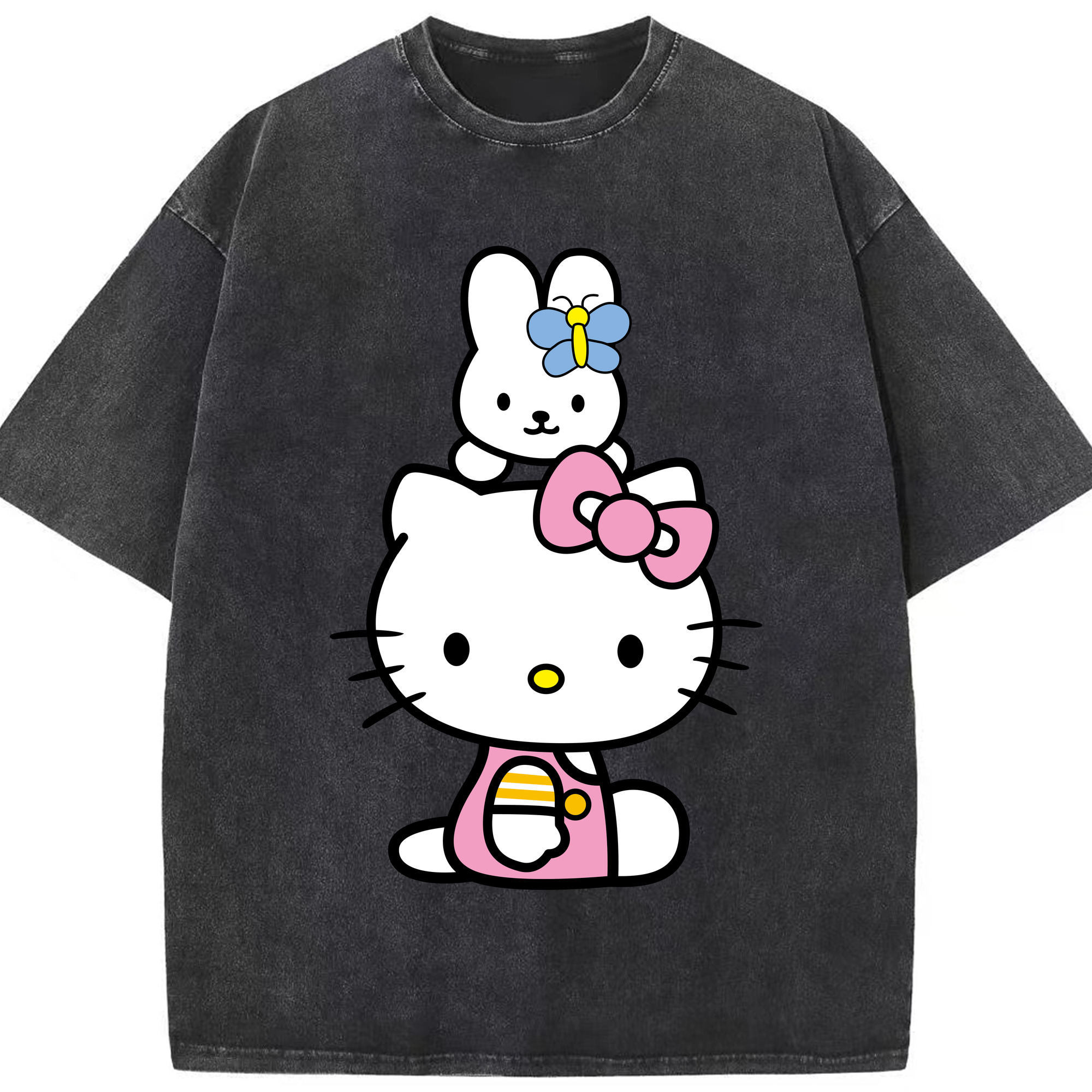 （画像用） Hello Kitty ハローキティ 綿100% ヴィンテージ風 半袖Tシャツ（フロントプリント）