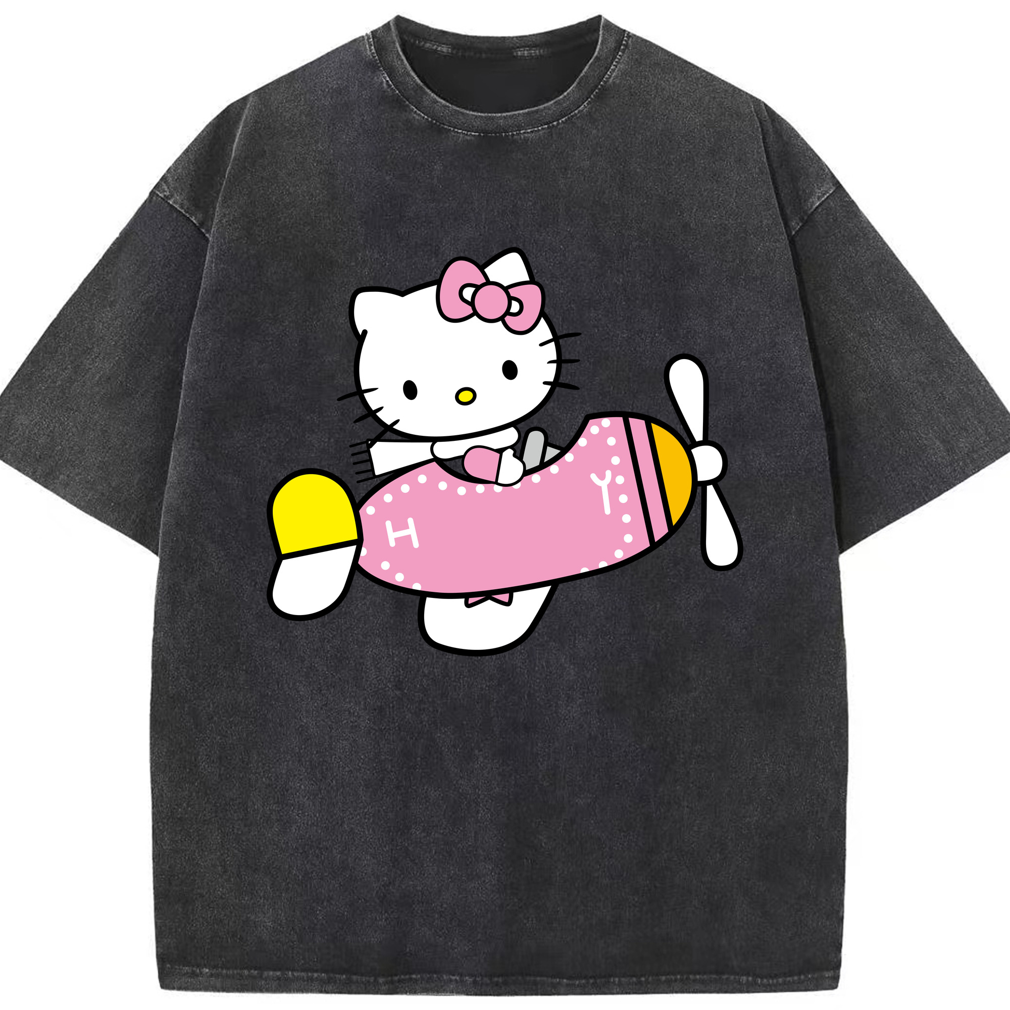 （画像用） Hello Kitty ハローキティ 綿100% ヴィンテージ風 半袖Tシャツ（フロントプリント）