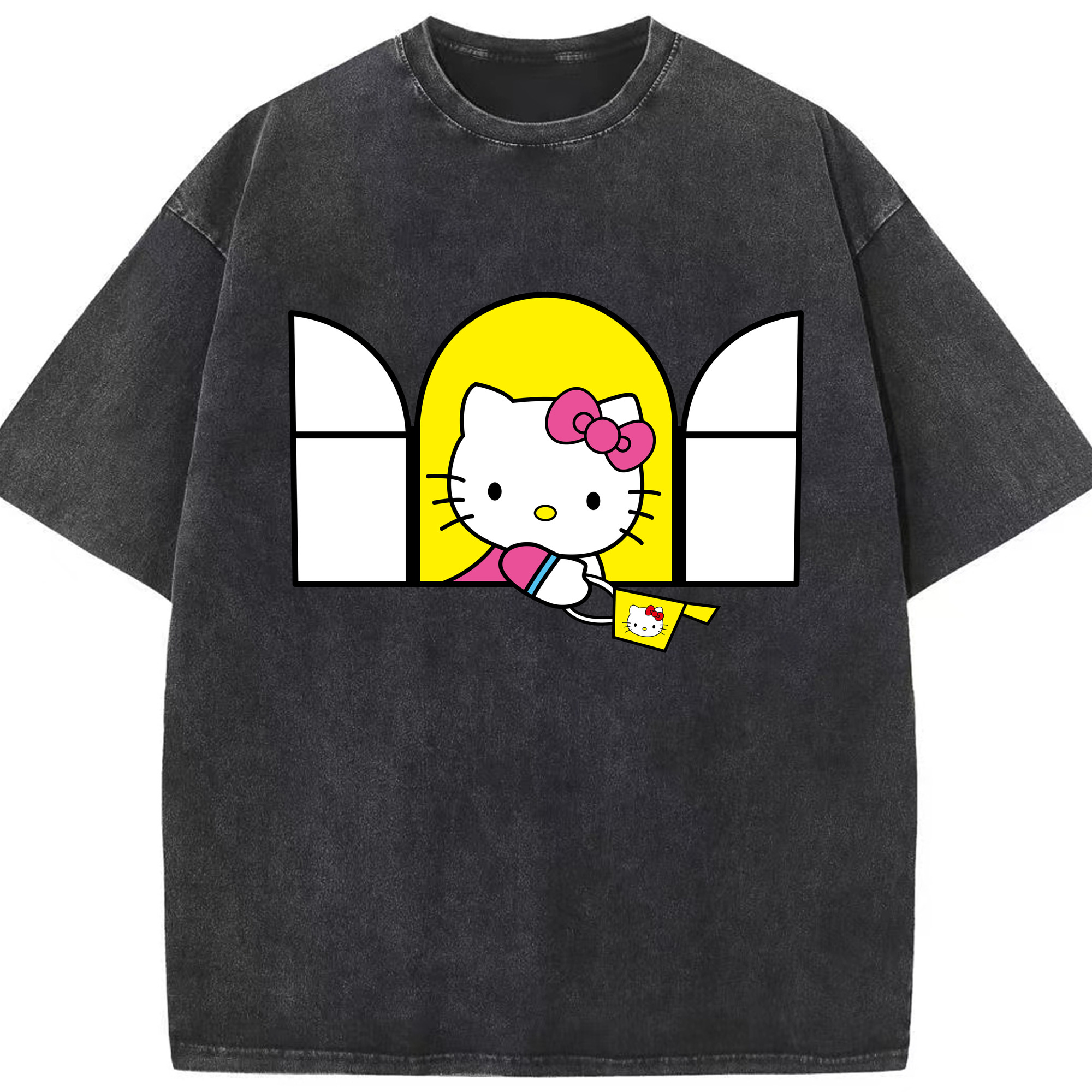 （画像用） Hello Kitty ハローキティ 綿100% ヴィンテージ風 半袖Tシャツ（フロントプリント）