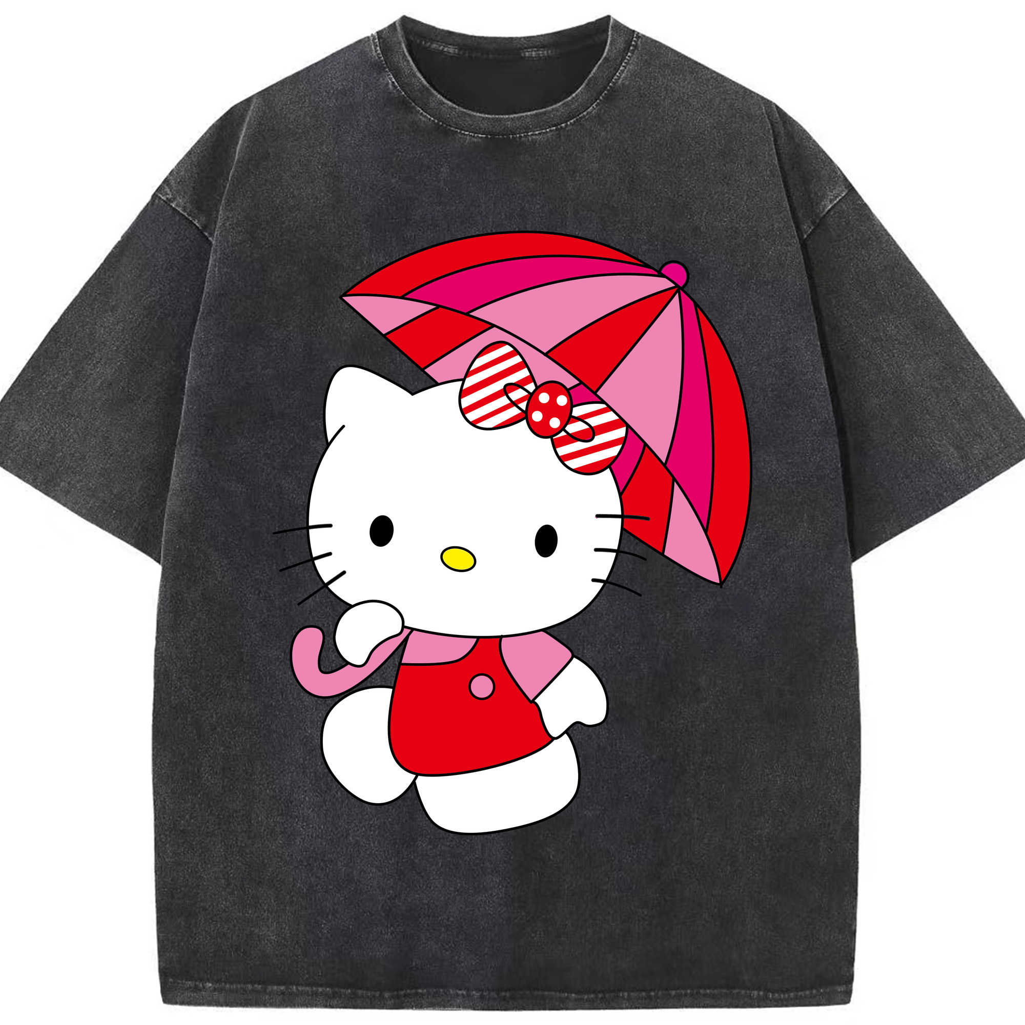 （画像用） Hello Kitty ハローキティ 綿100% ヴィンテージ風 半袖Tシャツ（フロントプリント）