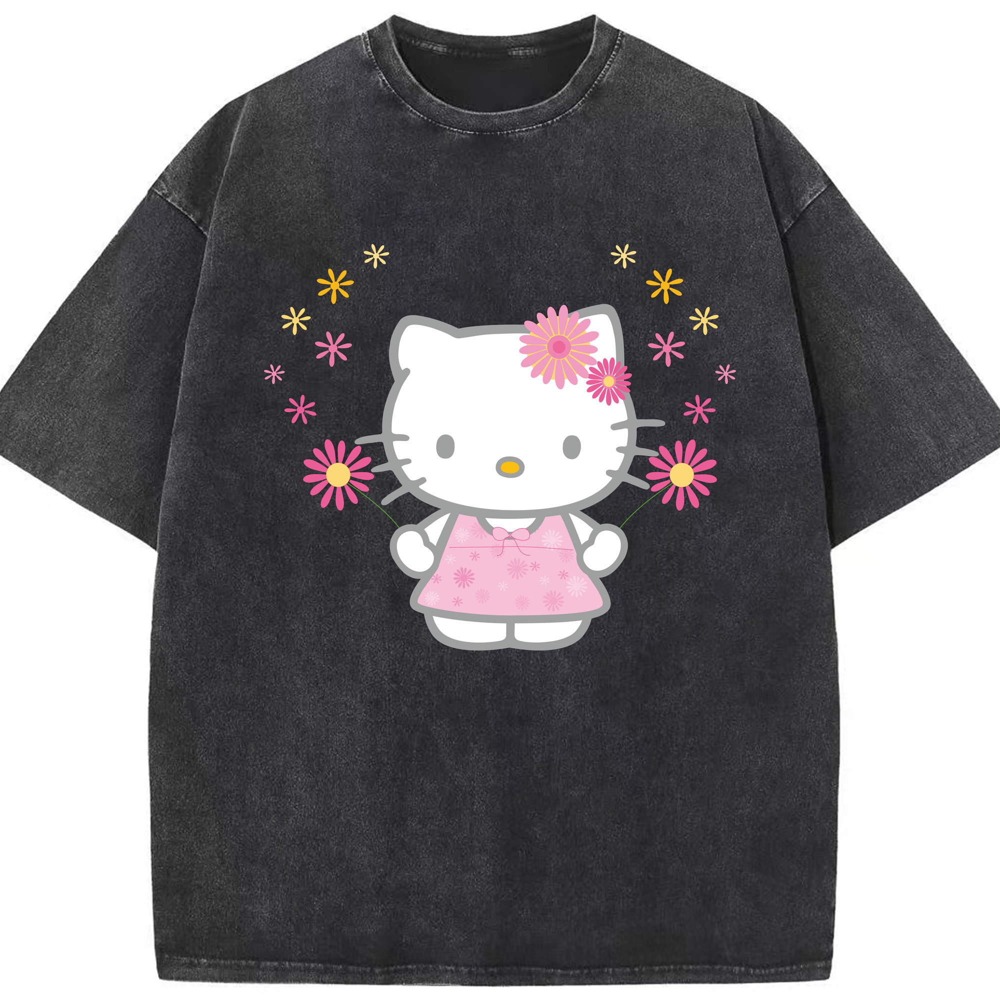 （画像用） Hello Kitty ハローキティ 綿100% ヴィンテージ風 半袖Tシャツ（フロントプリント）