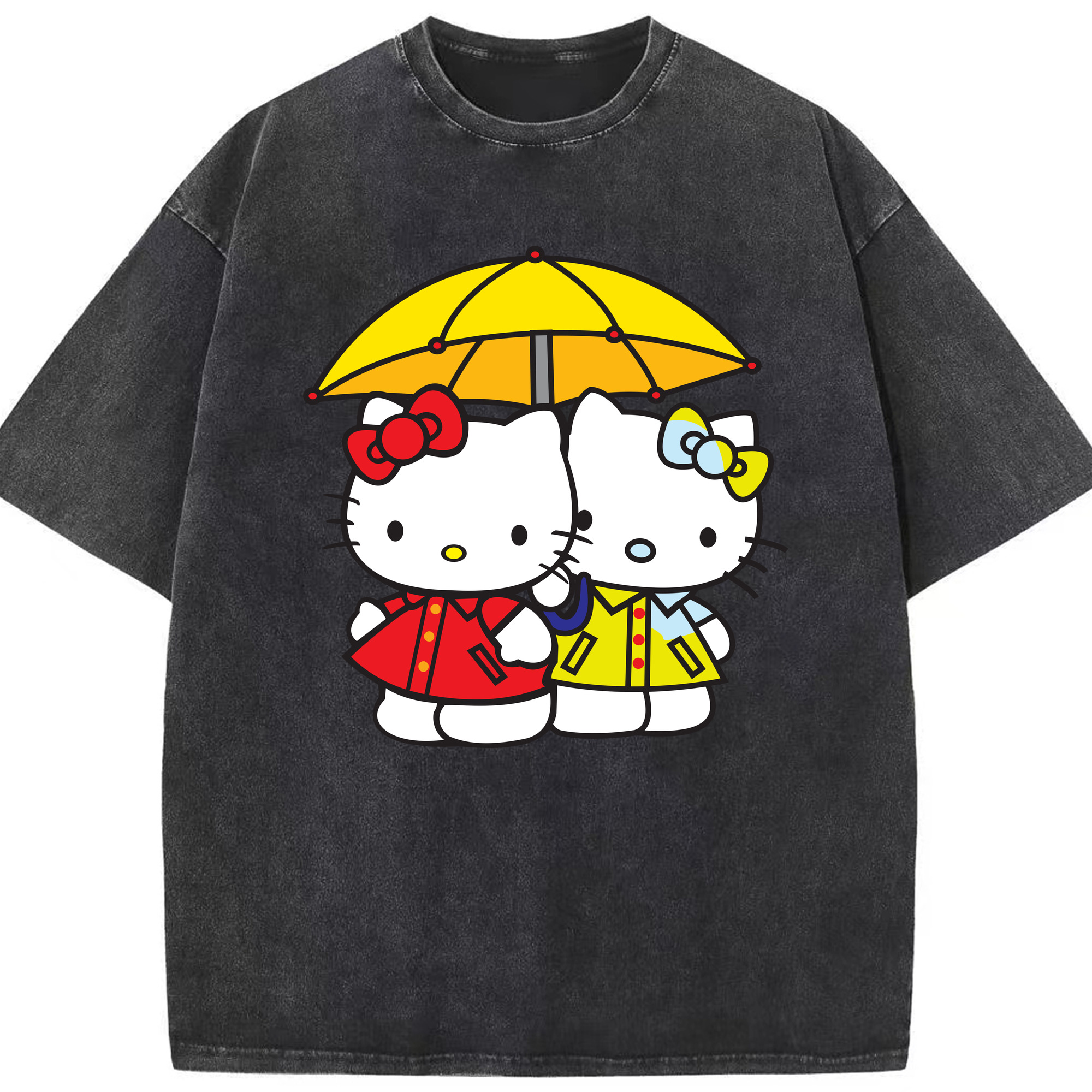 （画像用） Hello Kitty ハローキティ 綿100% ヴィンテージ風 半袖Tシャツ（フロントプリント）