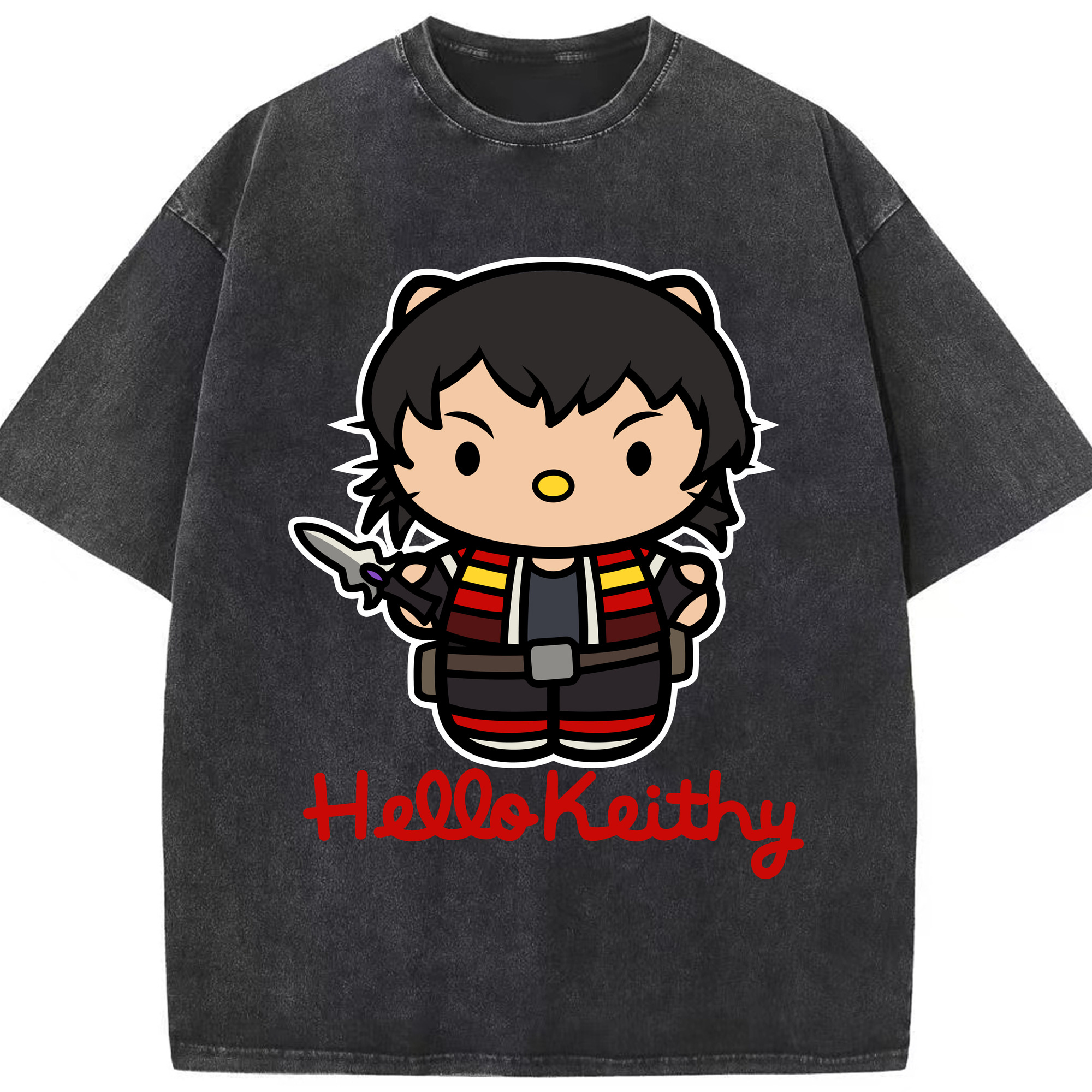 （画像用） Hello Kitty ハローキティ 綿100% ヴィンテージ風 半袖Tシャツ（フロントプリント）