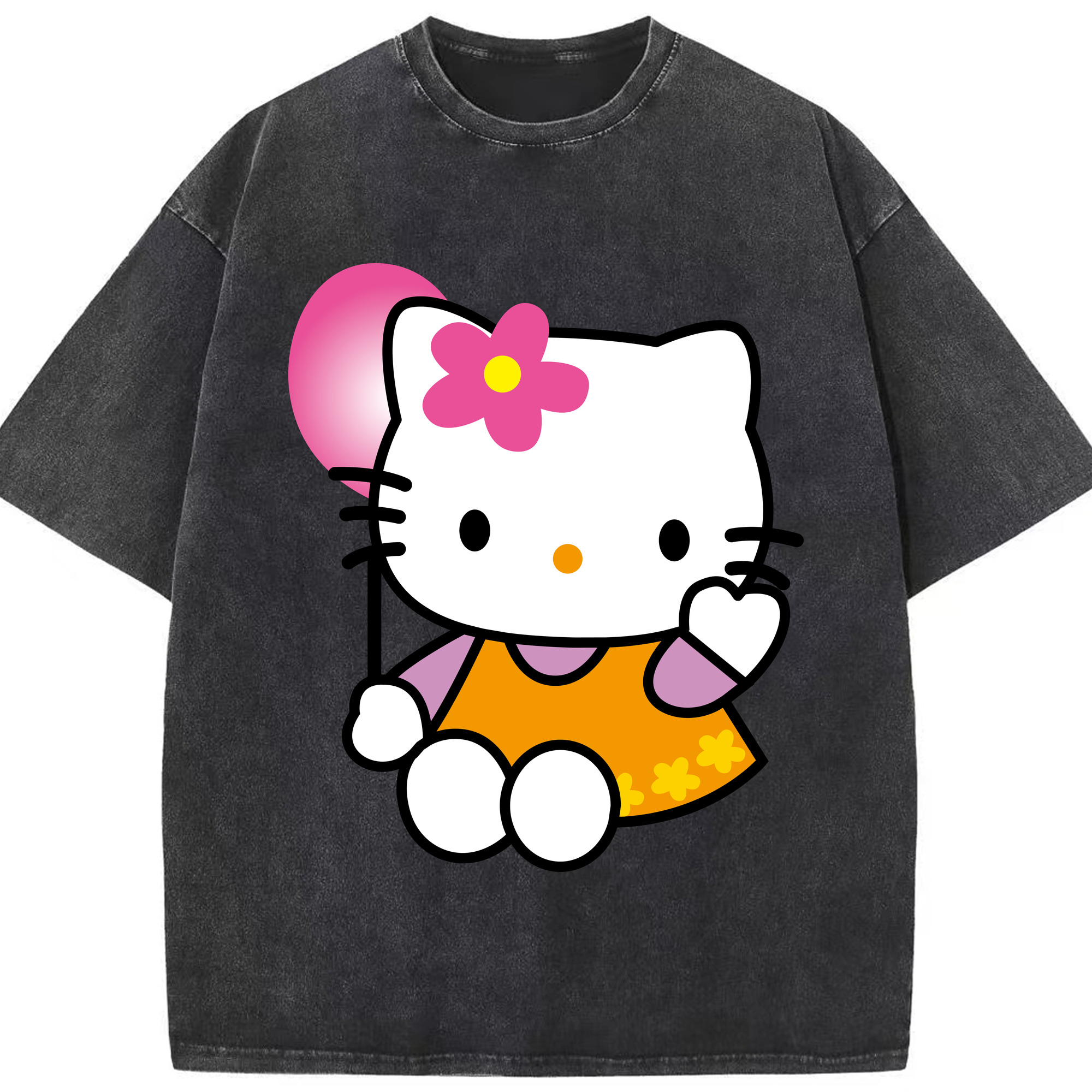 （画像用） Hello Kitty ハローキティ 綿100% ヴィンテージ風 半袖Tシャツ（フロントプリント）