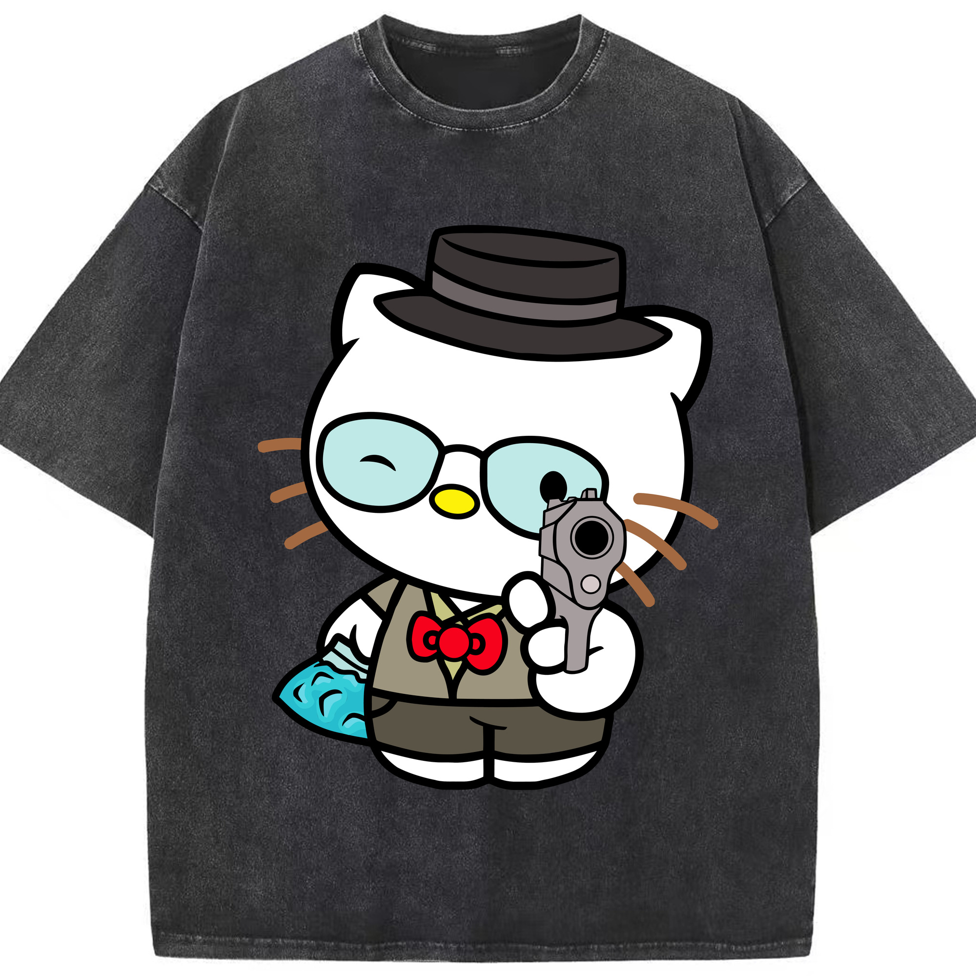 （画像用） Hello Kitty ハローキティ 綿100% ヴィンテージ風 半袖Tシャツ（フロントプリント）
