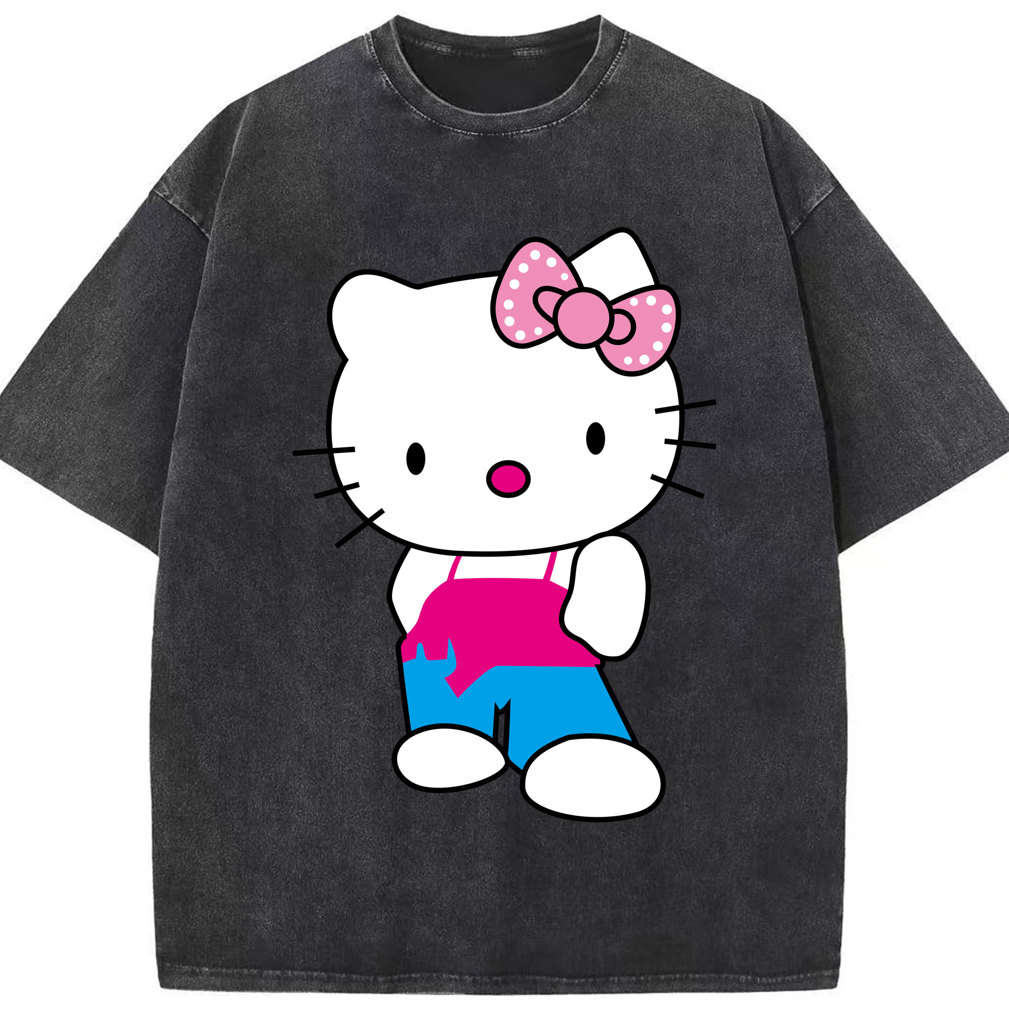 （画像用） Hello Kitty ハローキティ 綿100% ヴィンテージ風 半袖Tシャツ（フロントプリント）