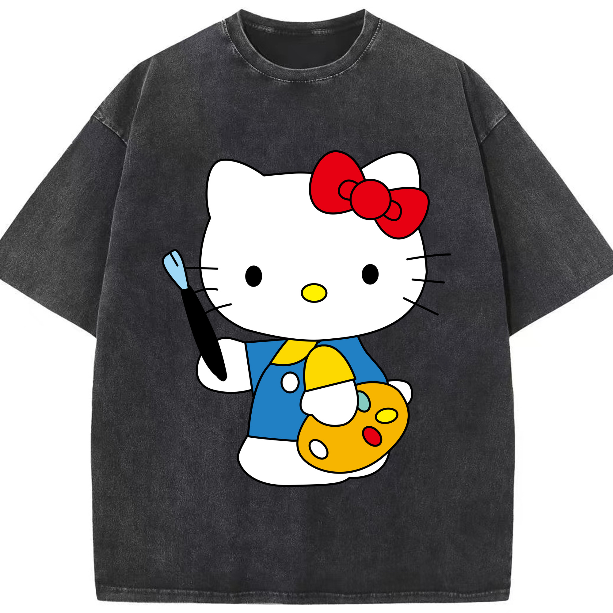 （画像用） Hello Kitty ハローキティ 綿100% ヴィンテージ風 半袖Tシャツ（フロントプリント）