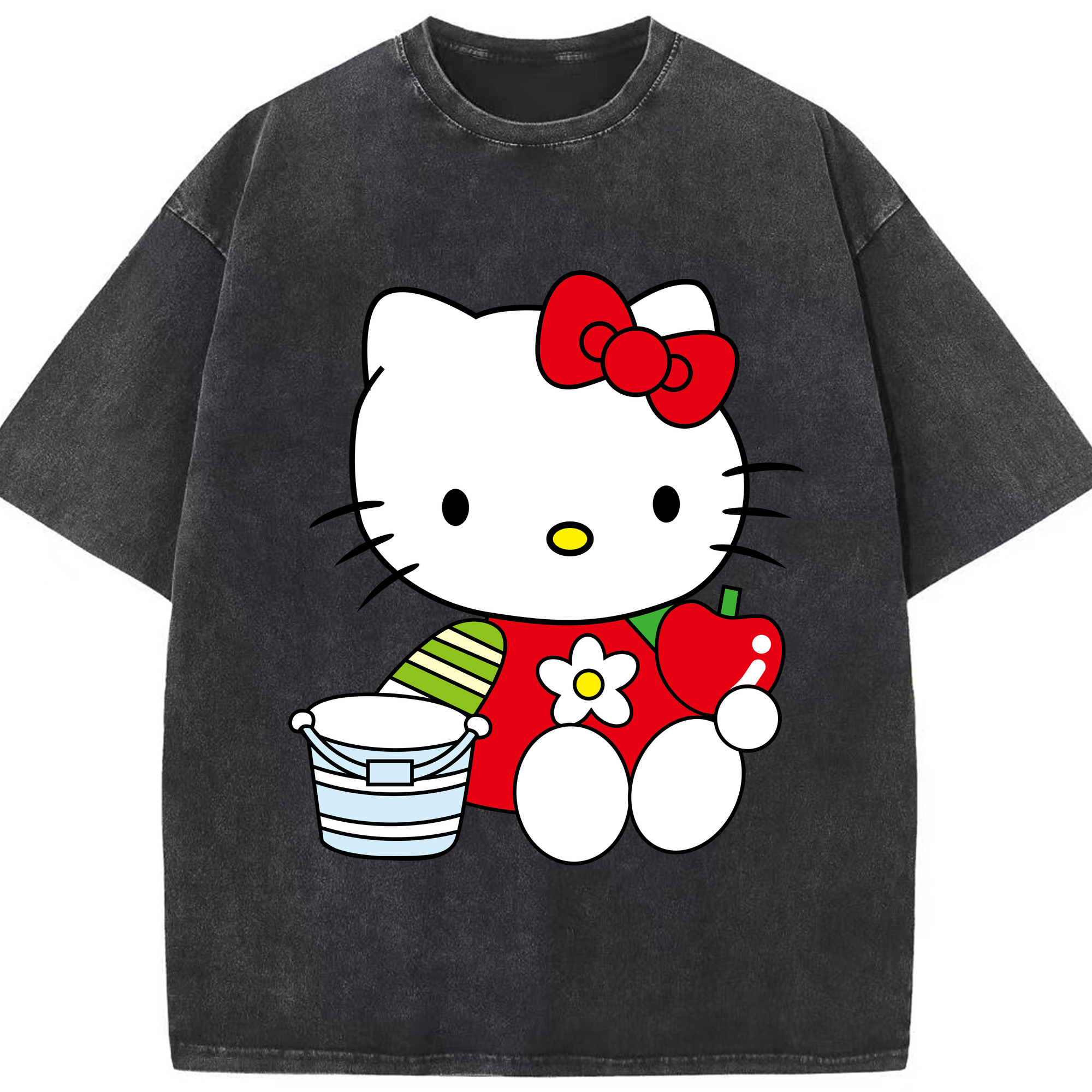 （画像用） Hello Kitty ハローキティ 綿100% ヴィンテージ風 半袖Tシャツ（フロントプリント）