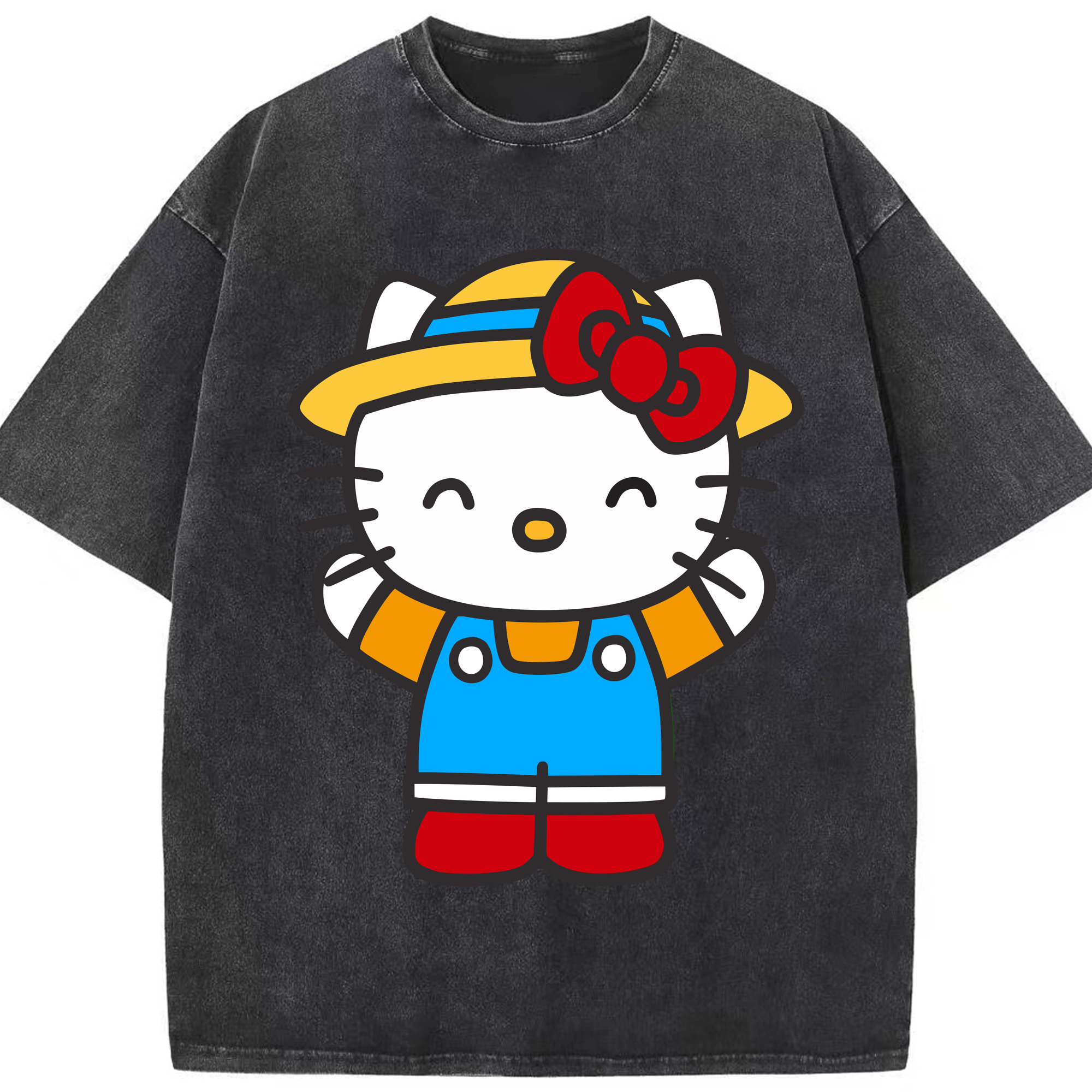 （画像用） Hello Kitty ハローキティ 綿100% ヴィンテージ風 半袖Tシャツ（フロントプリント）