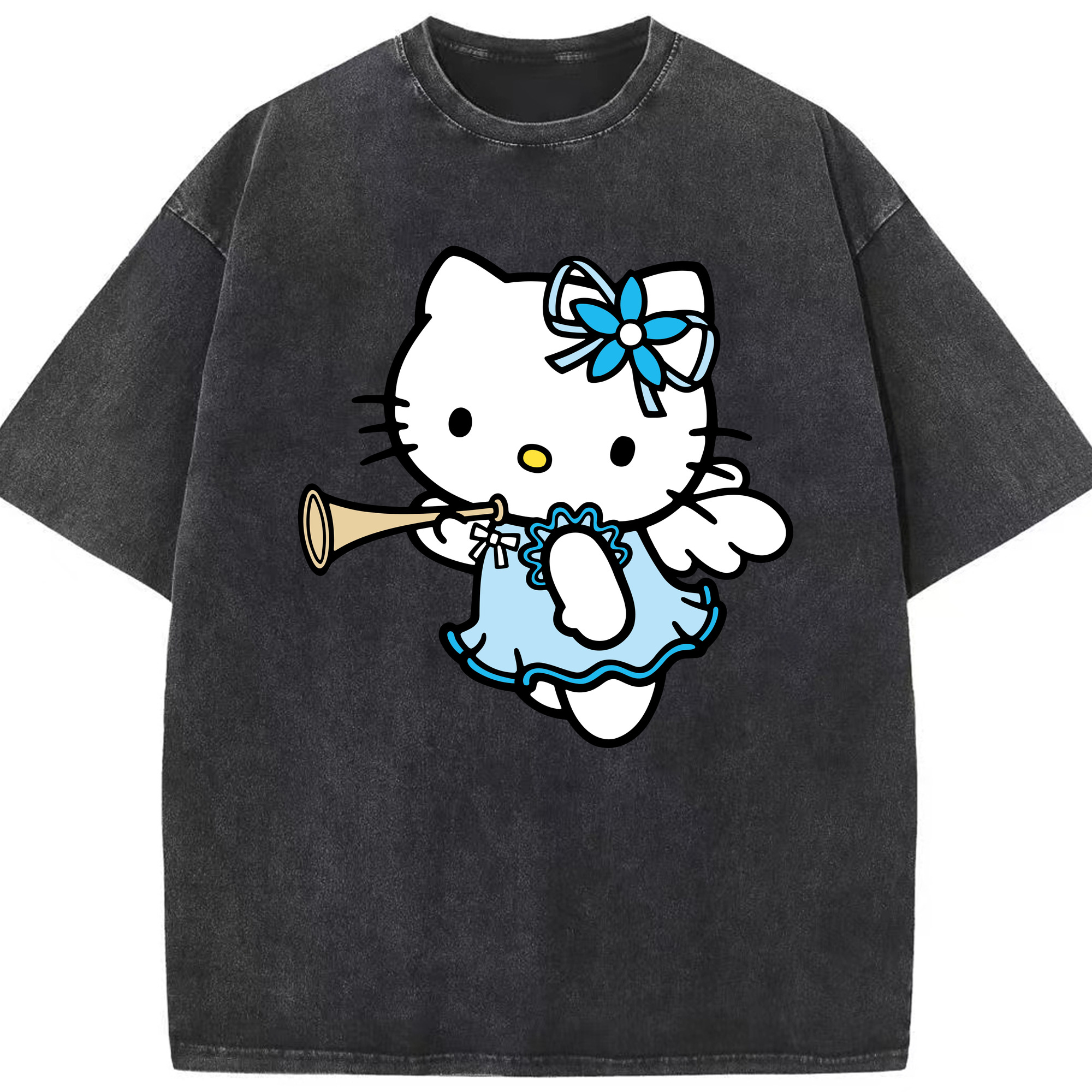 （画像用） Hello Kitty ハローキティ 綿100% ヴィンテージ風 半袖Tシャツ（フロントプリント）
