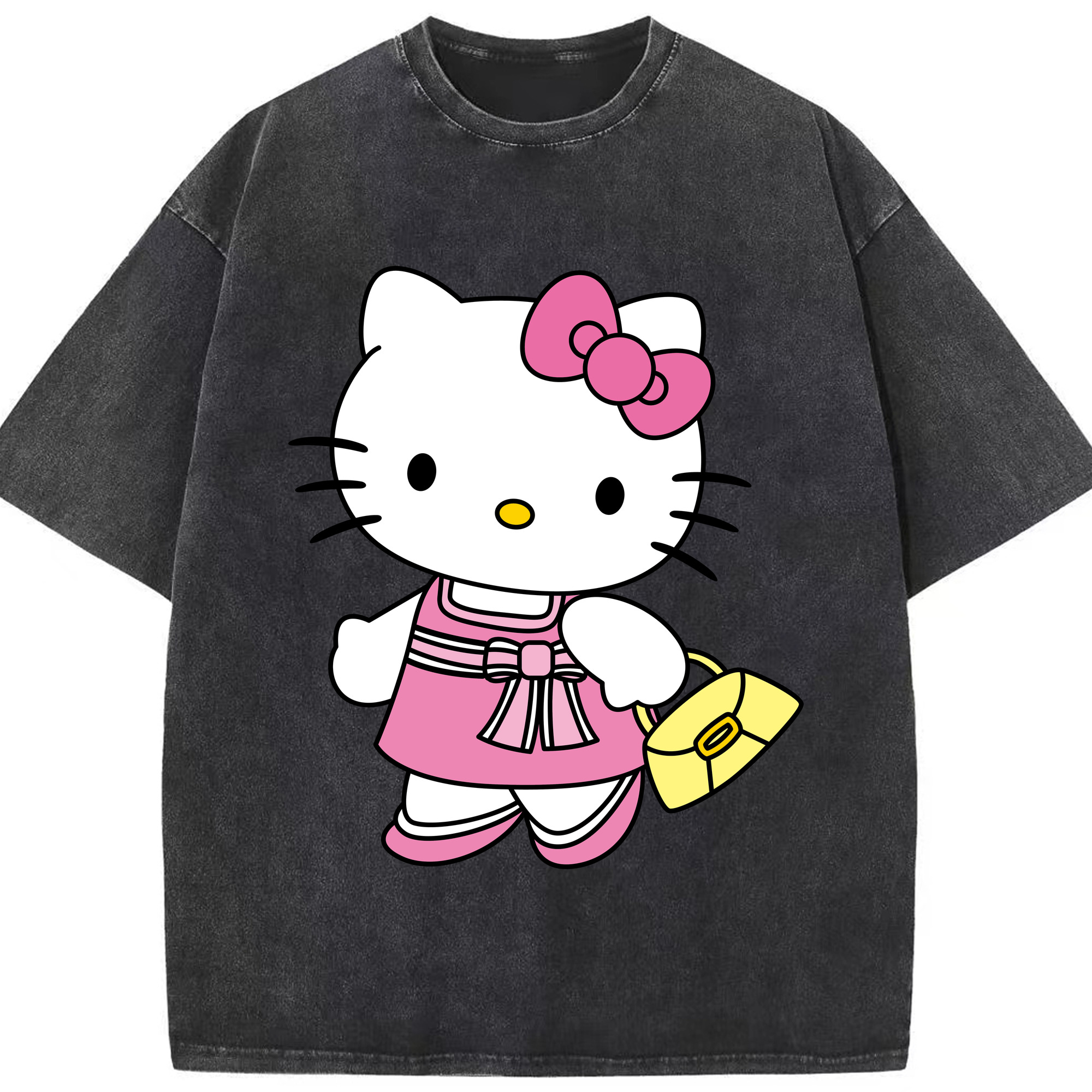 （画像用） Hello Kitty ハローキティ 綿100% ヴィンテージ風 半袖Tシャツ（フロントプリント）